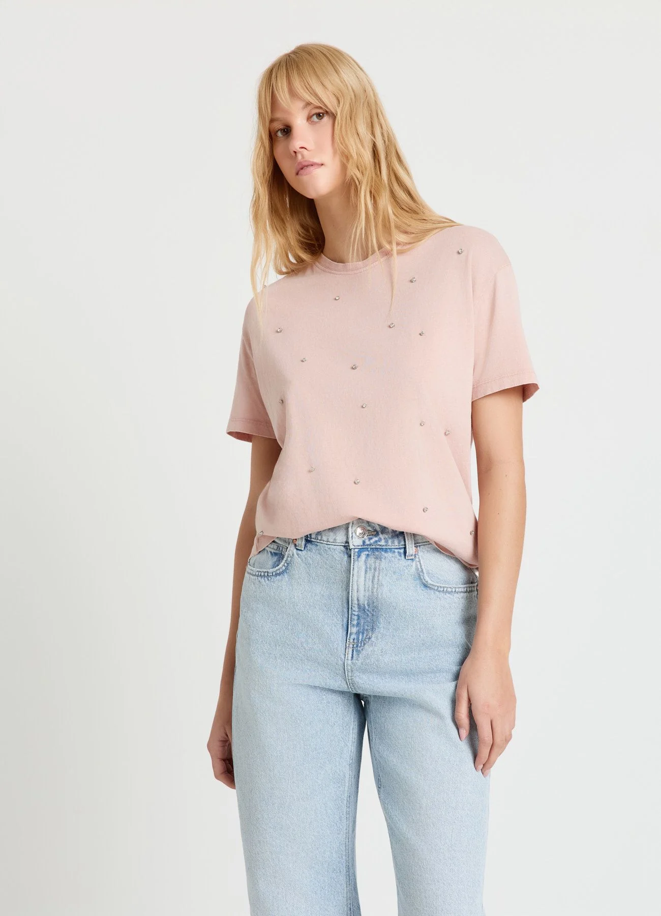 T-shirt effetto slavato con strass - Image 7