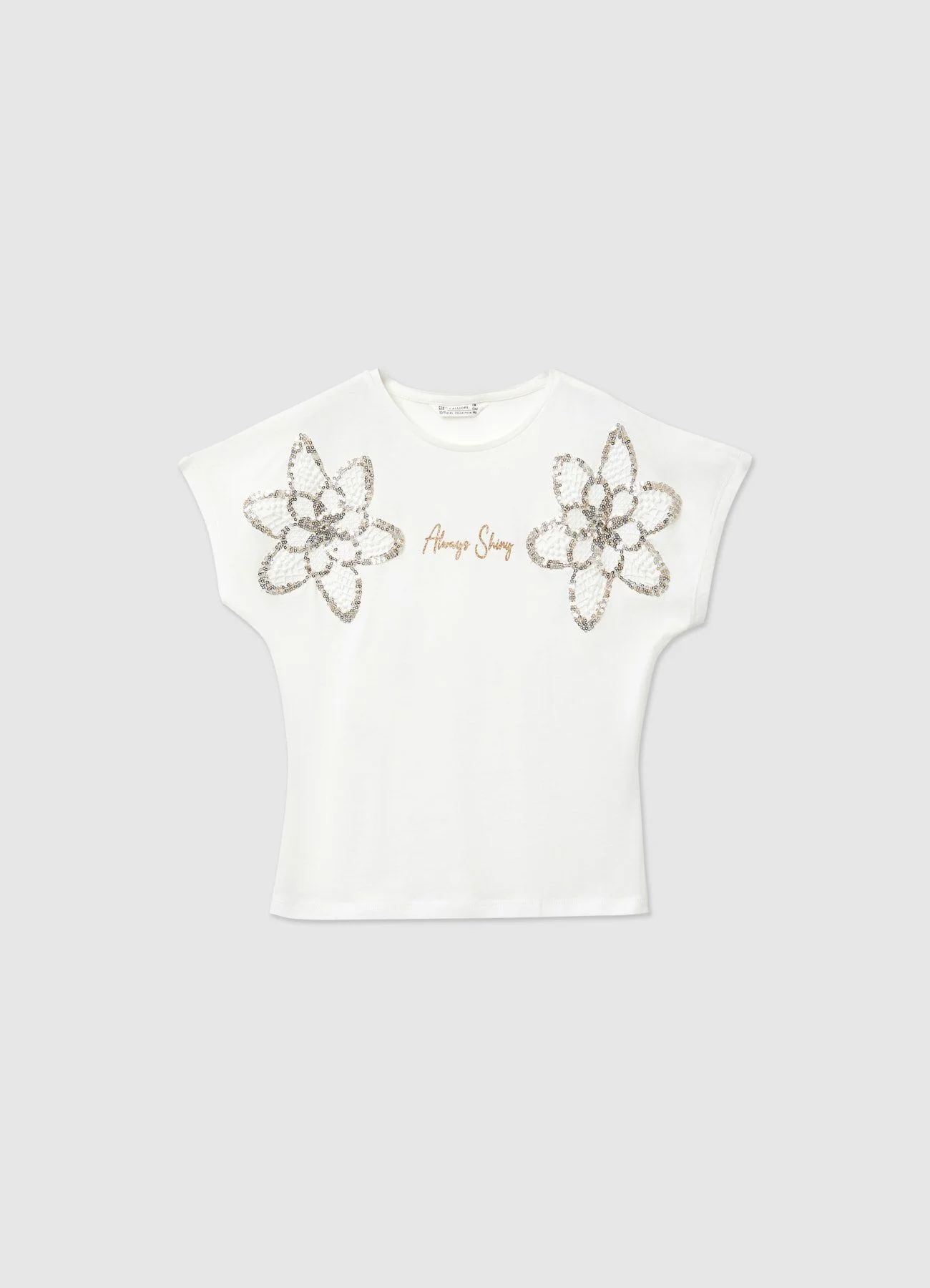 T-shirt fiori con paillettes - Image 3
