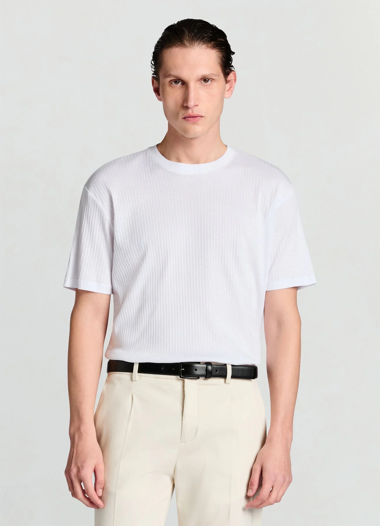 T-shirt girocollo a costine - Image 3