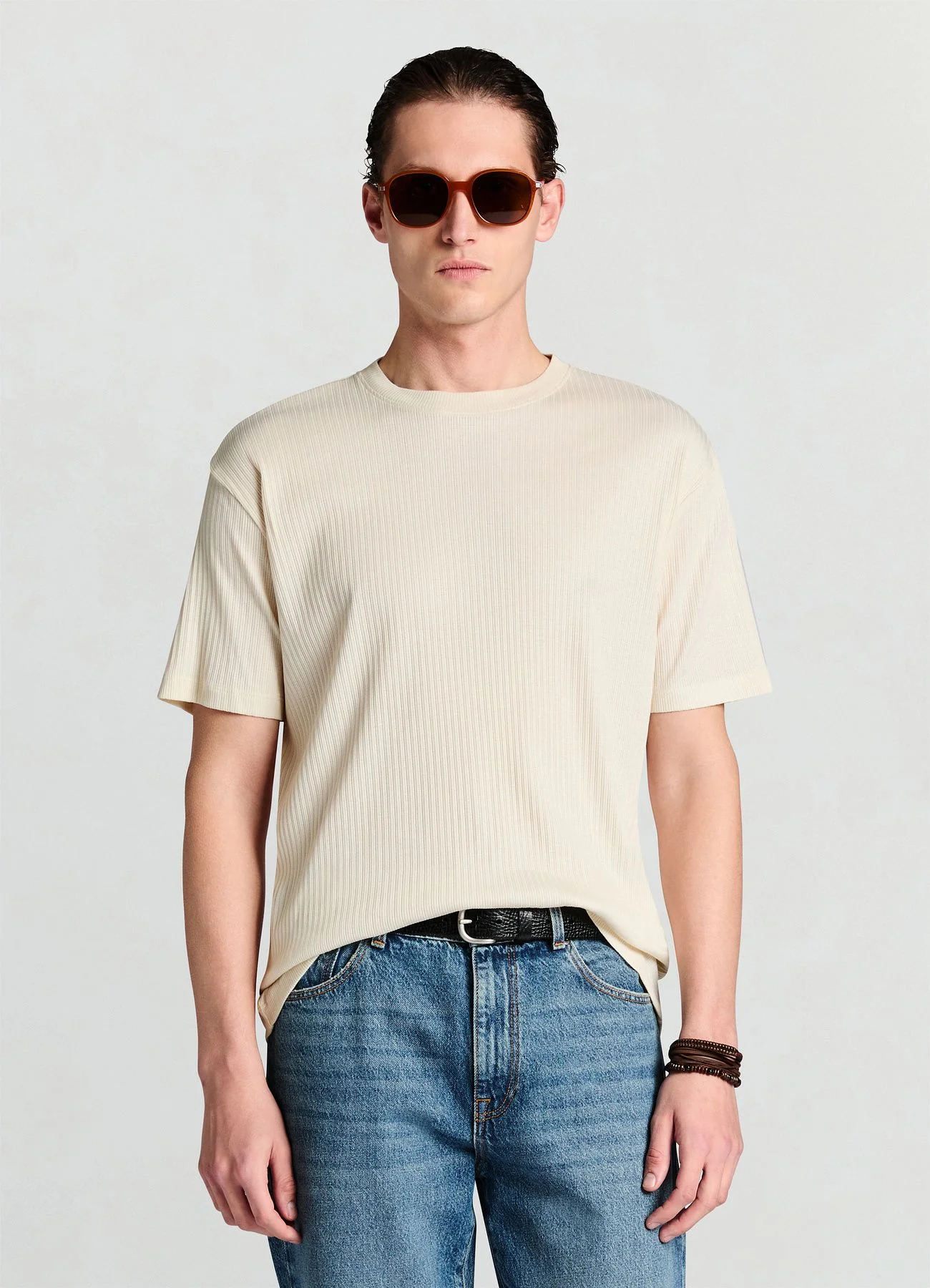 T-shirt girocollo a costine