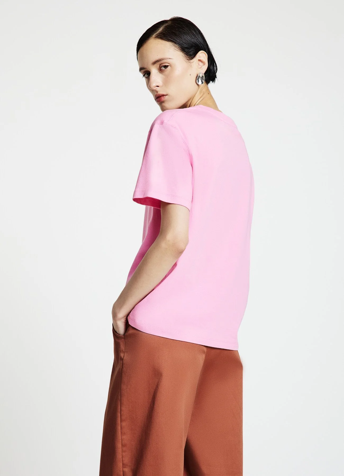 T-shirt girocollo a tinta unita - Image 3