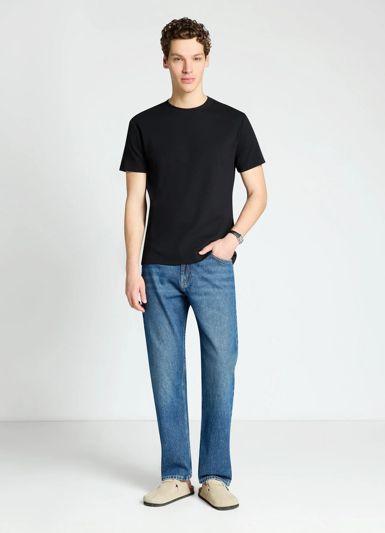 T-shirt girocollo in costina - Image 3