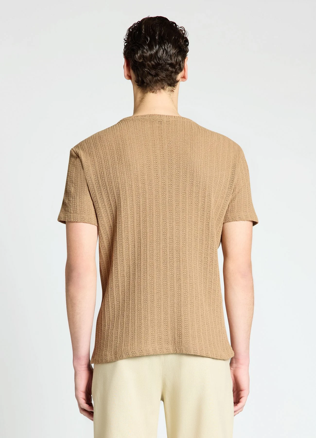 T-shirt in maglia traforata a coste - Image 3
