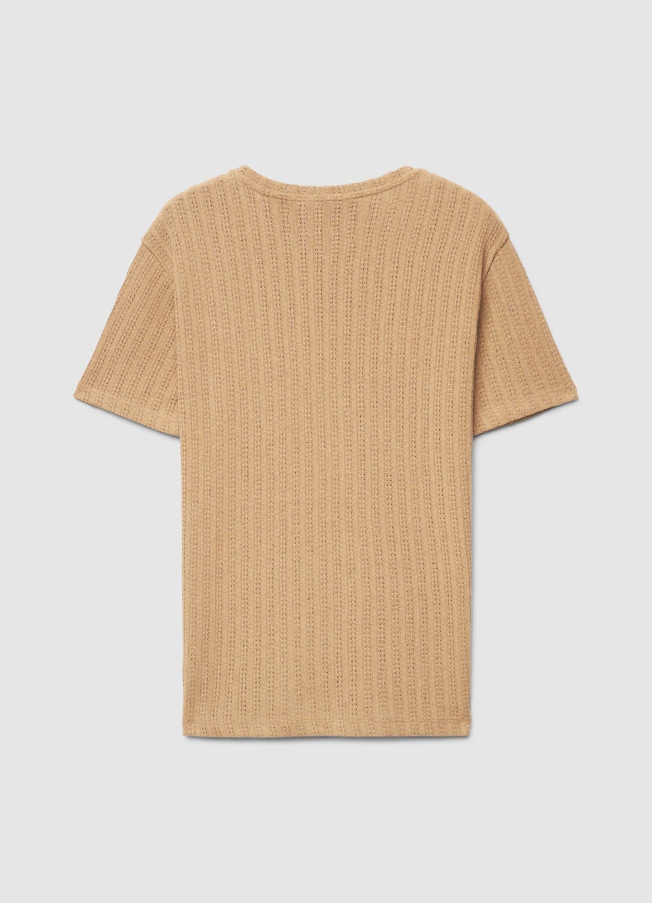 T-shirt in maglia traforata a coste - Image 4