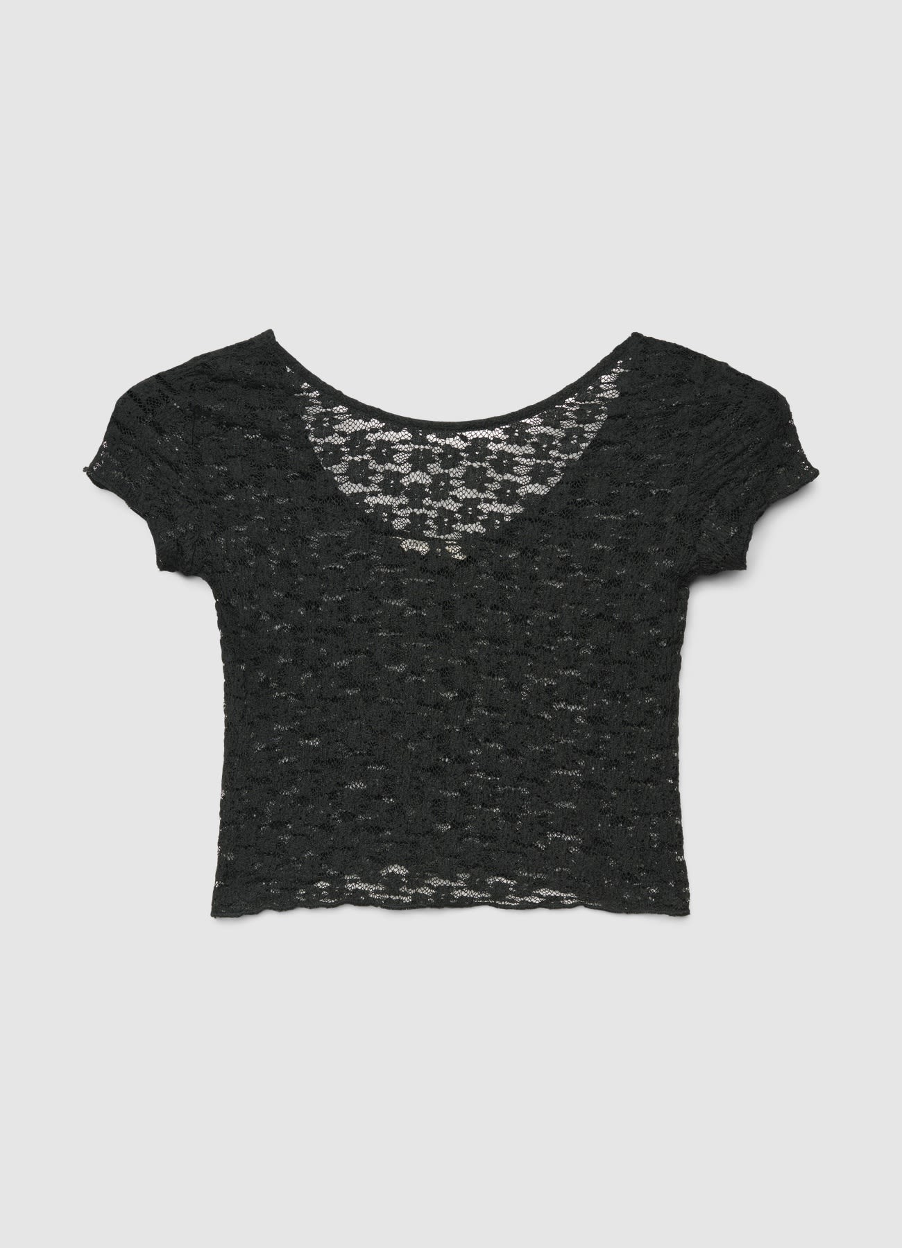T-shirt in pizzo con scollo ampio - Image 3