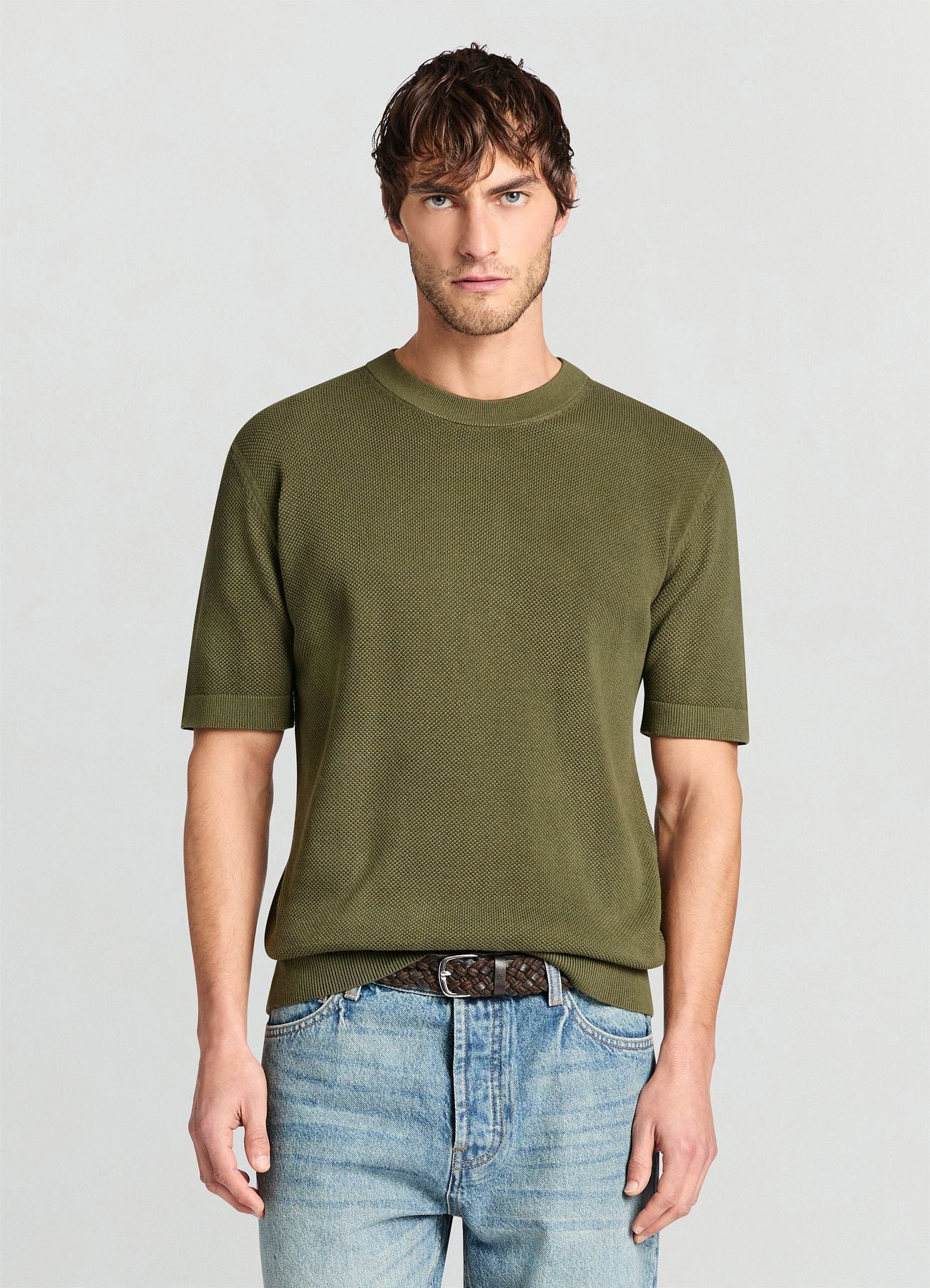 T-shirt lavorata a tinta unita