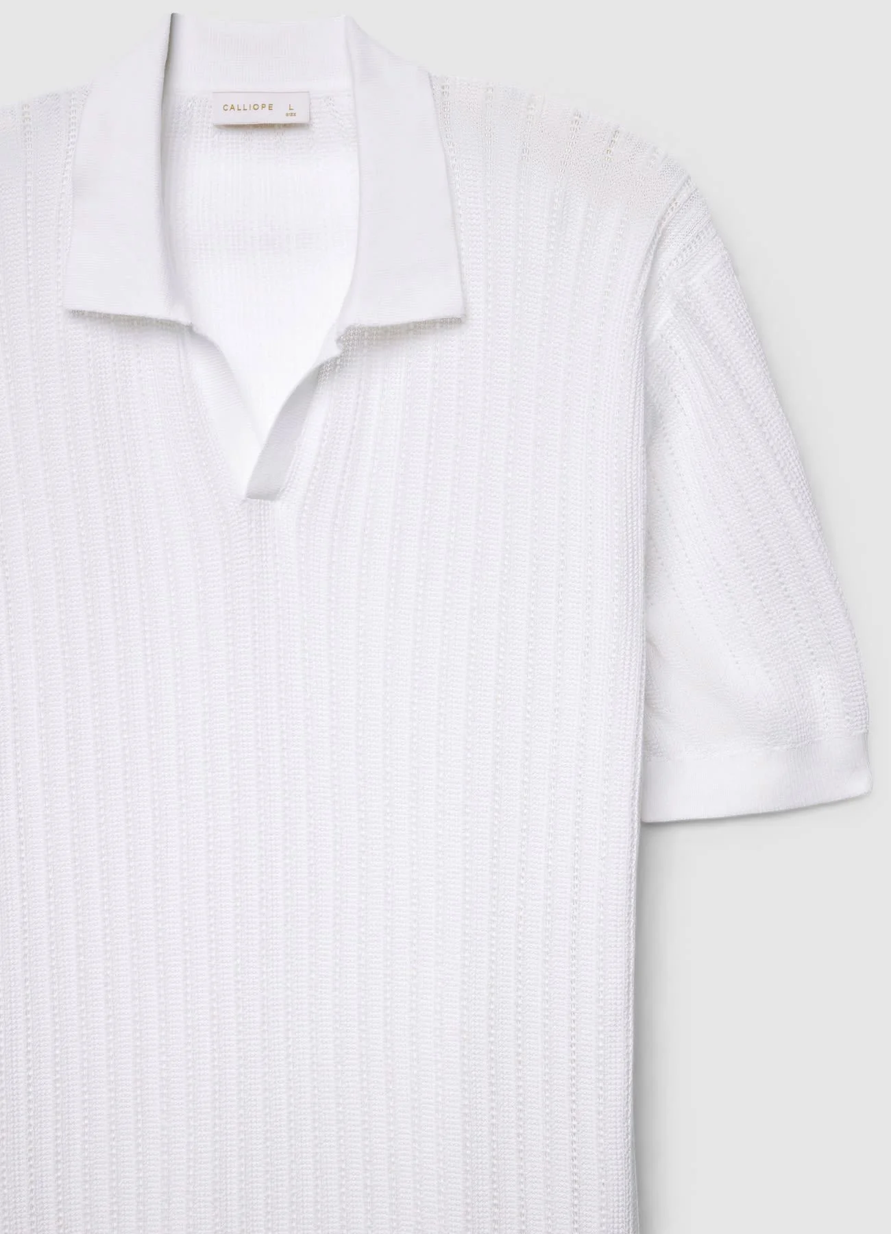 T-shirt lavorata con colletto a polo - Image 5