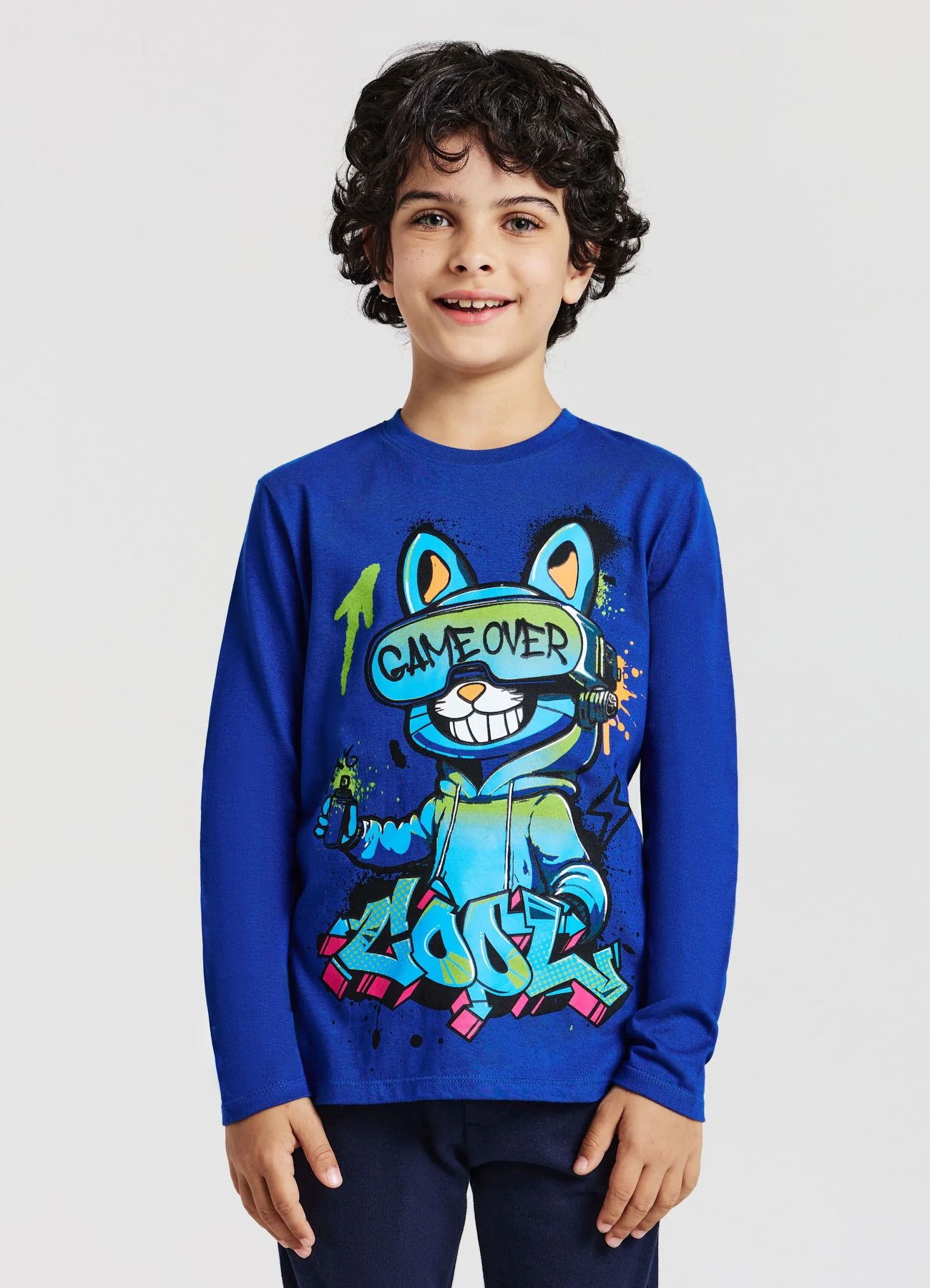 T-shirt manica lunga con stampa frontale - Image 3
