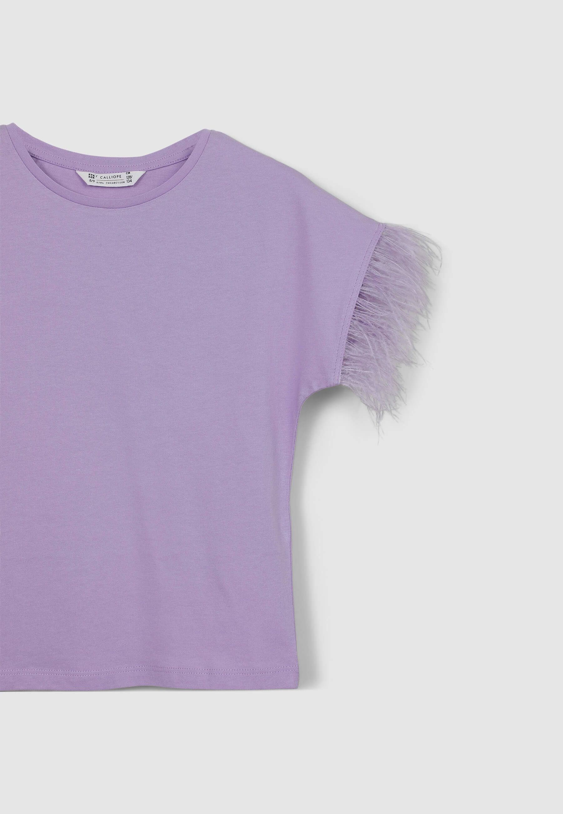 T-shirt maniche con piume - Image 6