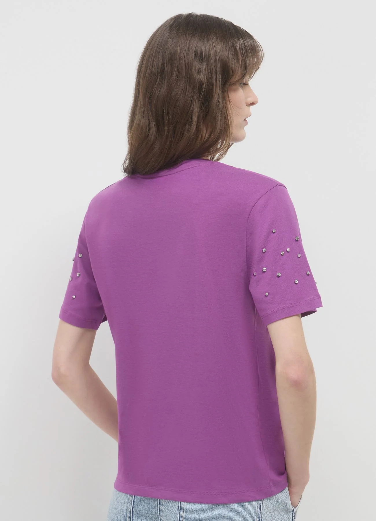 T-shirt maniche strass
