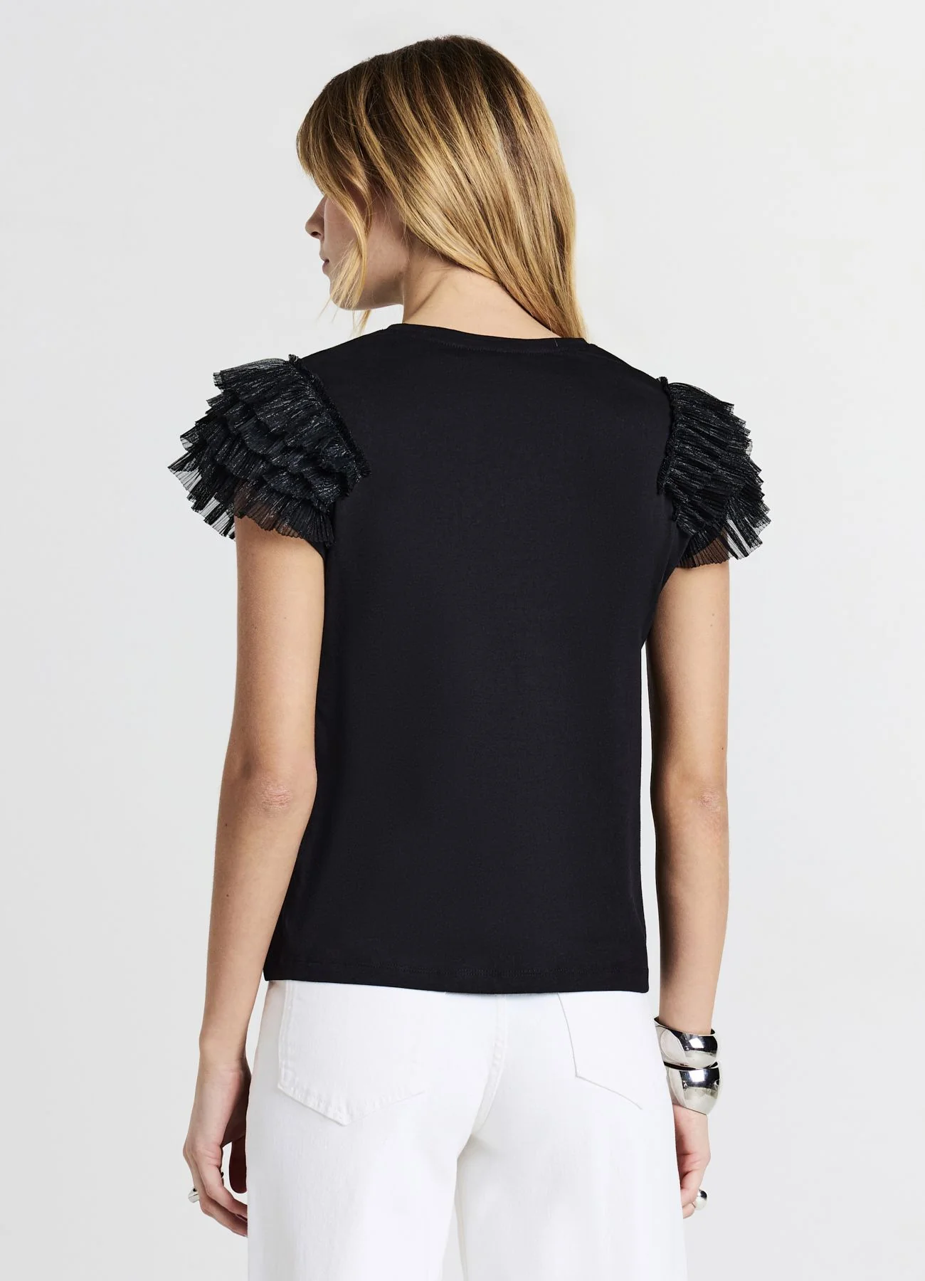 T-shirt maniche tulle