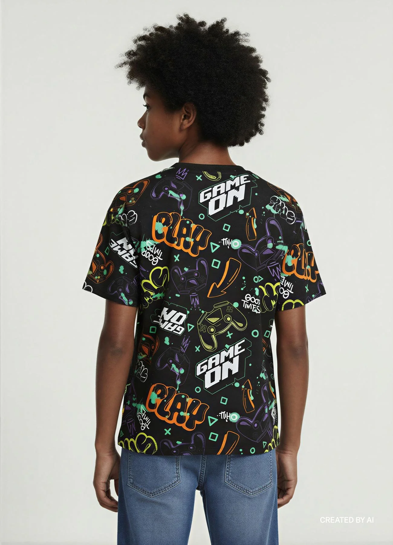 T-shirt over con stampa videogame - Image 3