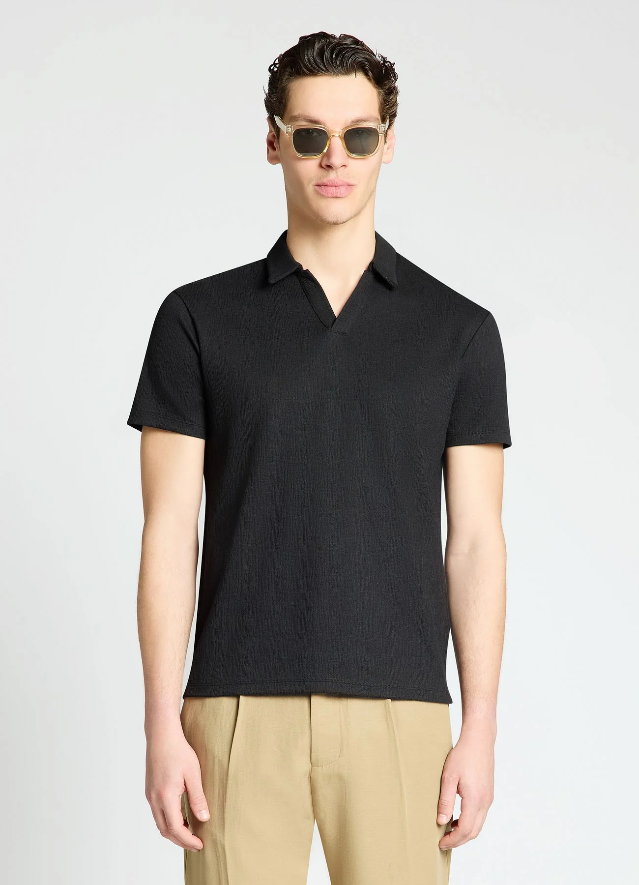 T-shirt polo con colletto e scollo a V - Image 2