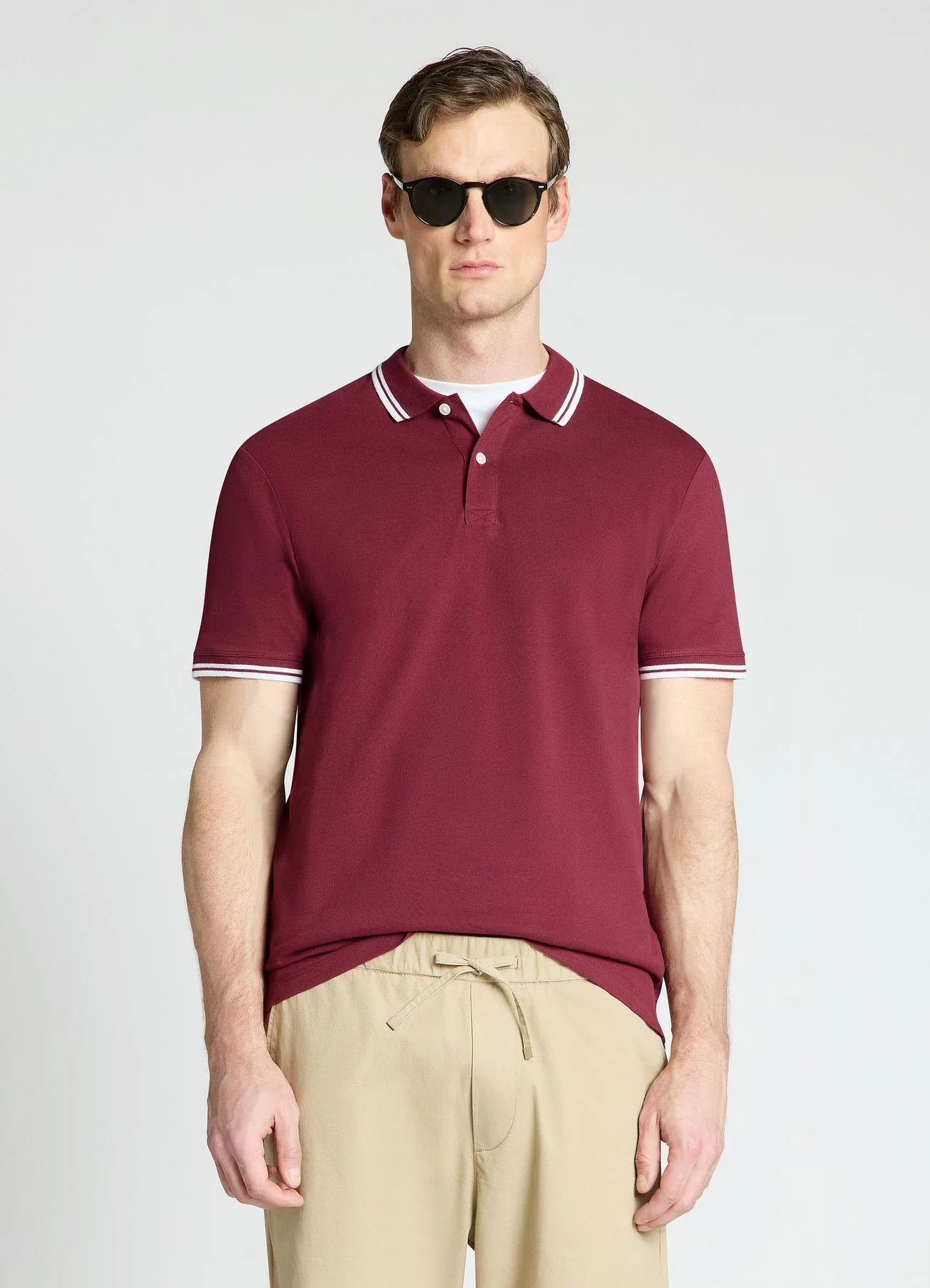 T-shirt polo con profili a righe - Image 2