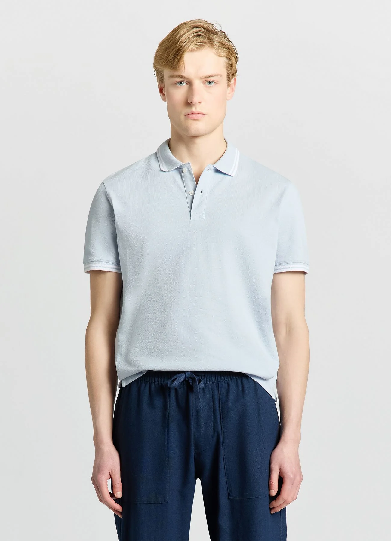 T-shirt polo con profili a righe - Image 2