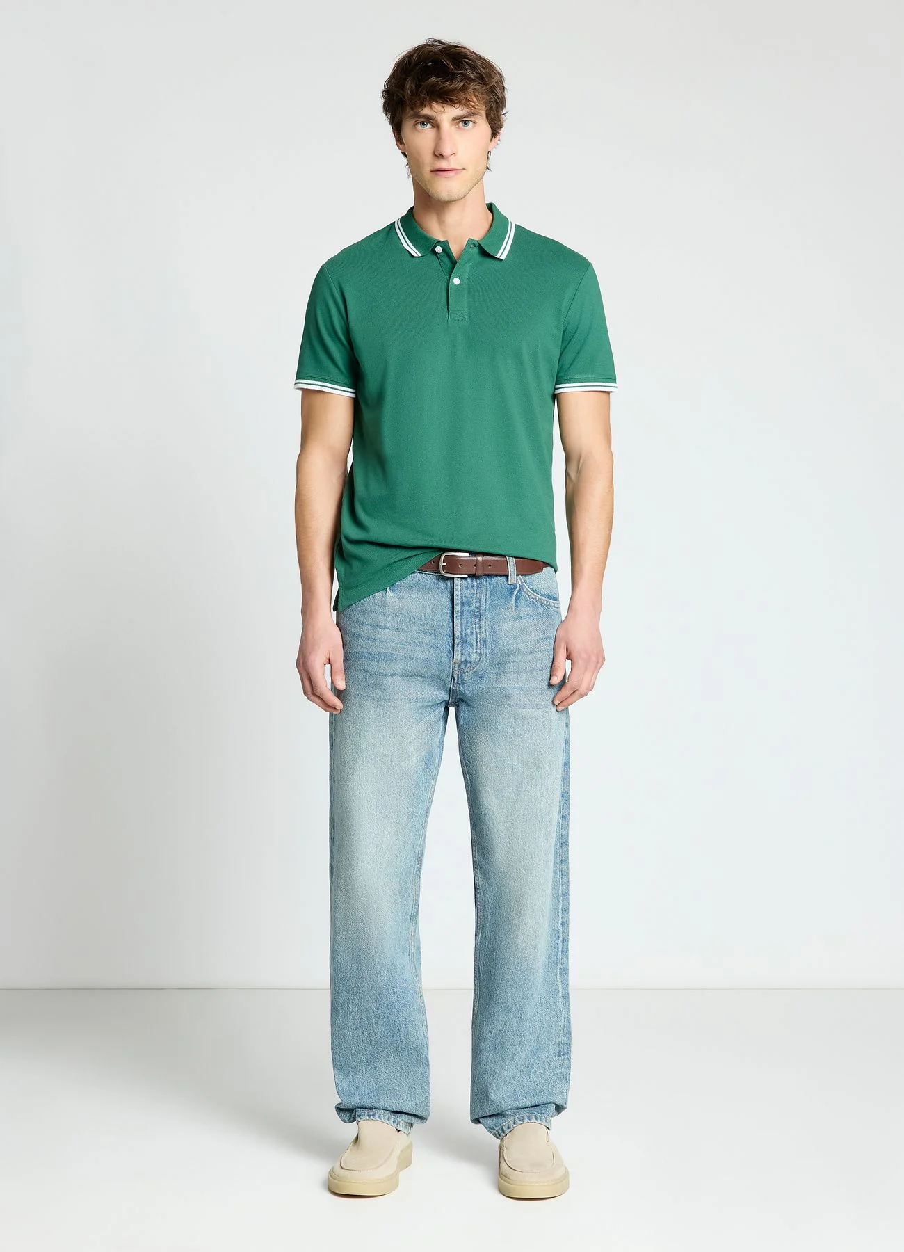 T-shirt polo con profili a righe