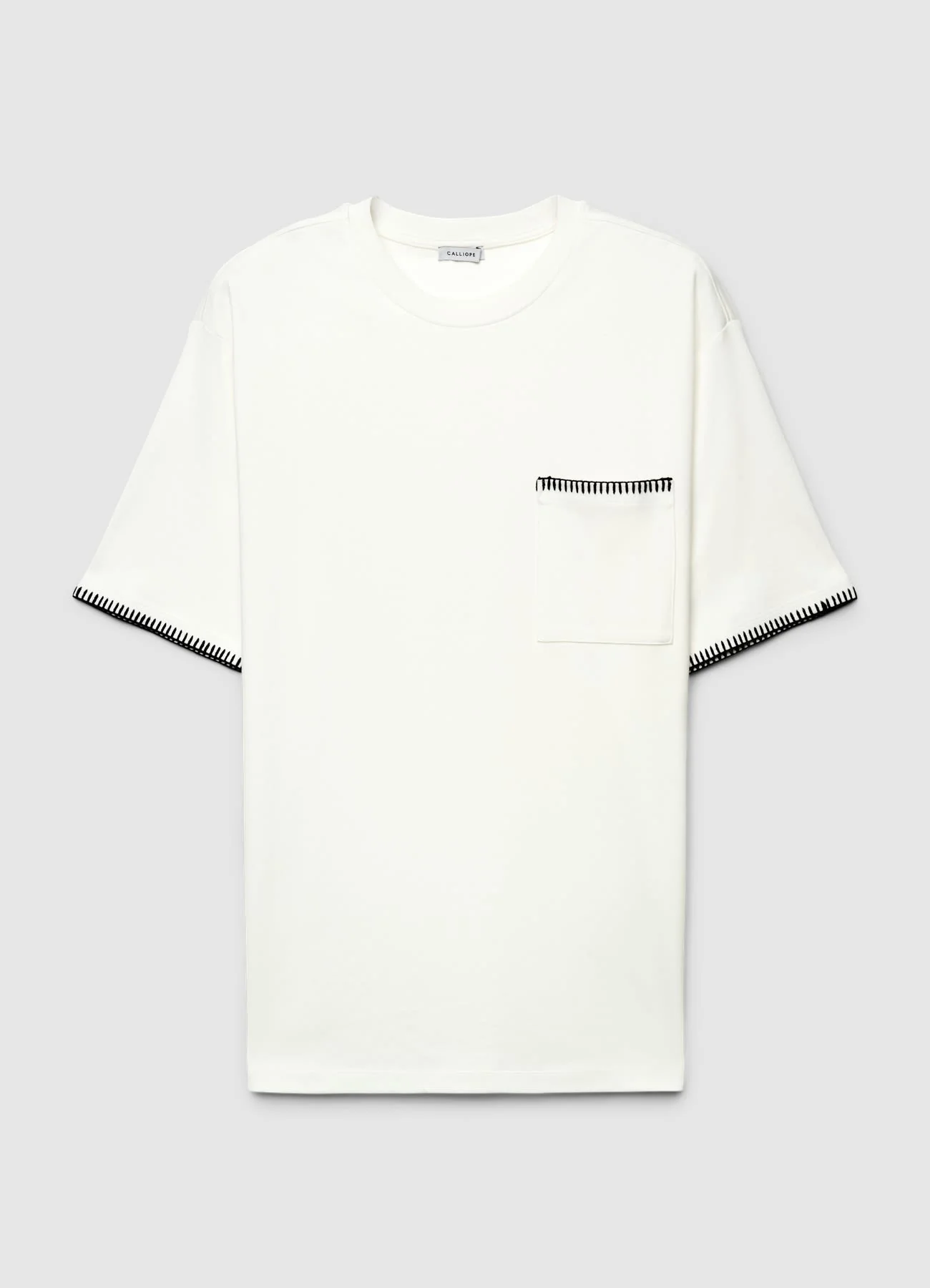T-shirt relaxed con taschino e profili ricamati - Image 4