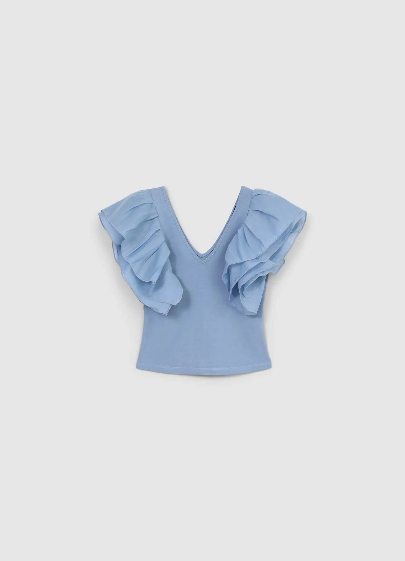 T-shirt scollo a v maniche organza - Image 4