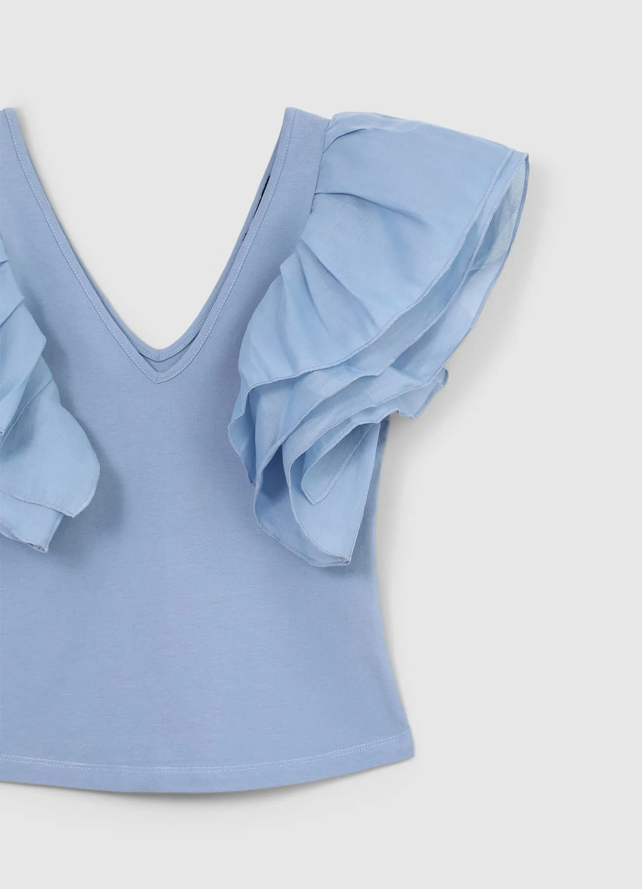 T-shirt scollo a v maniche organza - Image 5