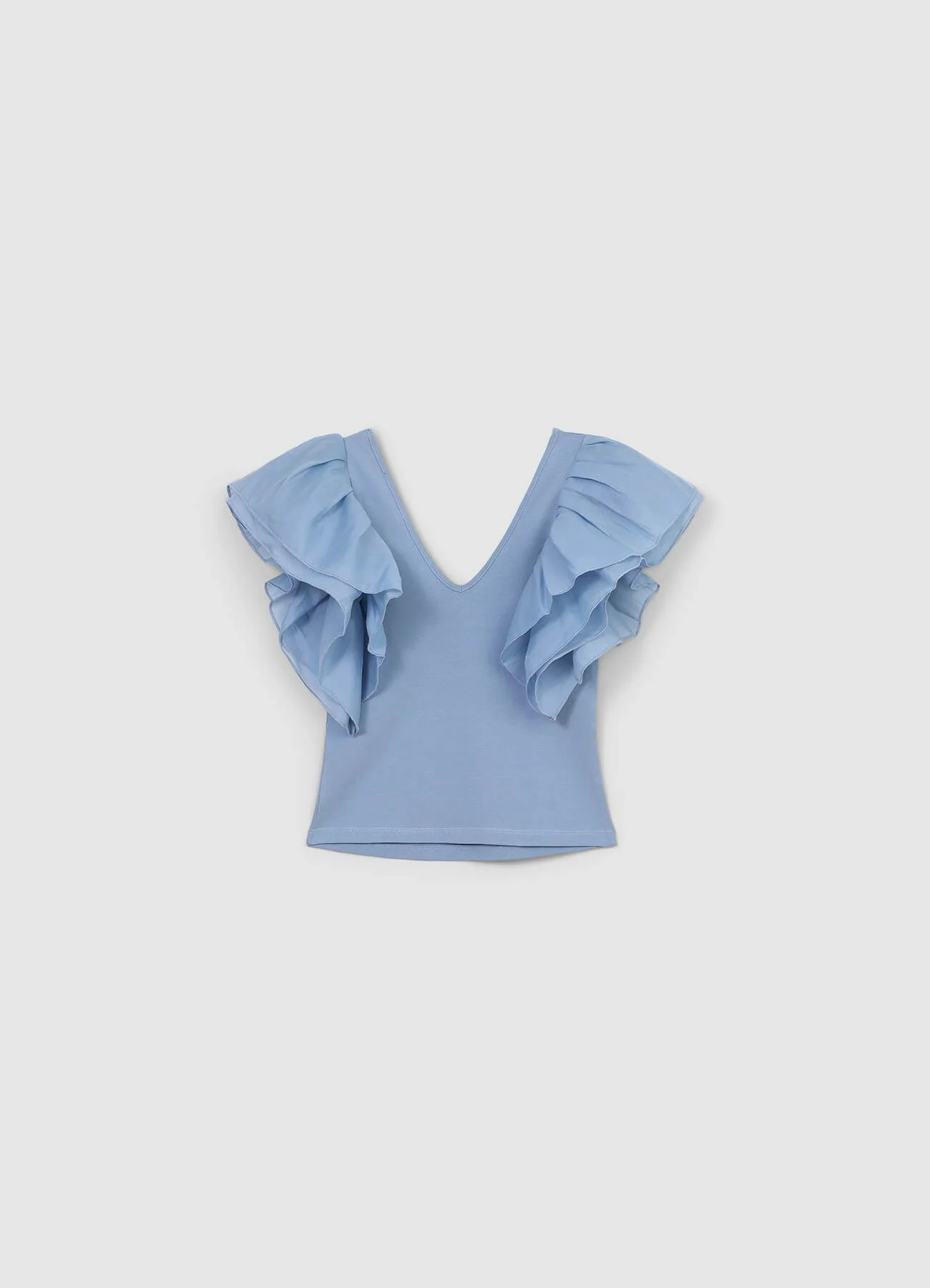 T-shirt scollo a v maniche organza - Image 6