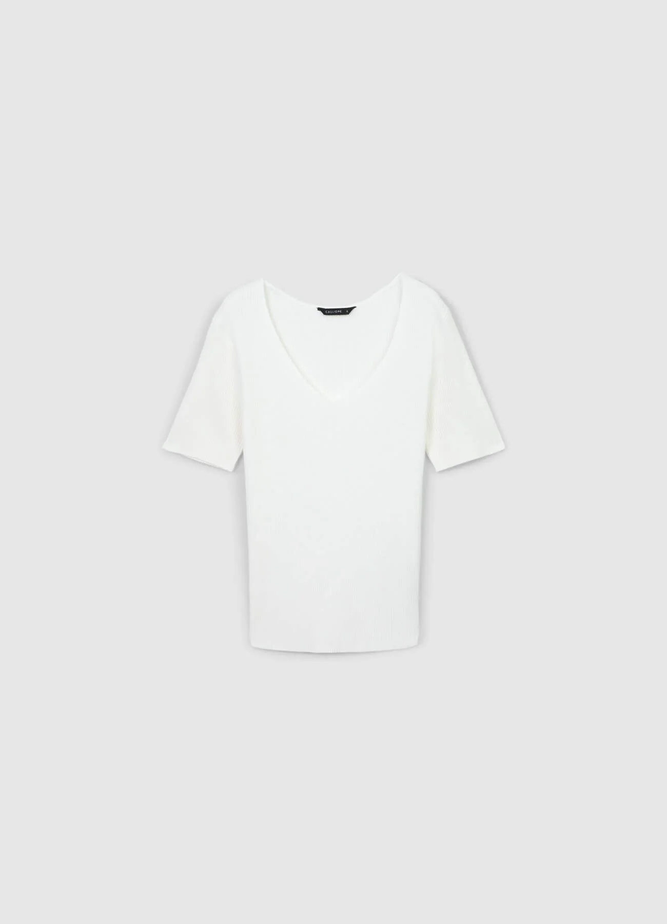 T-shirt scollo V a costine - Image 6