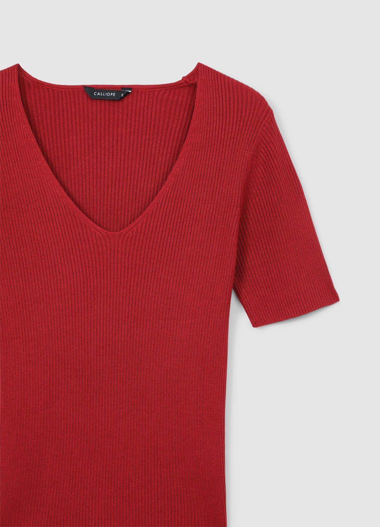 T-shirt scollo V a costine - Image 4