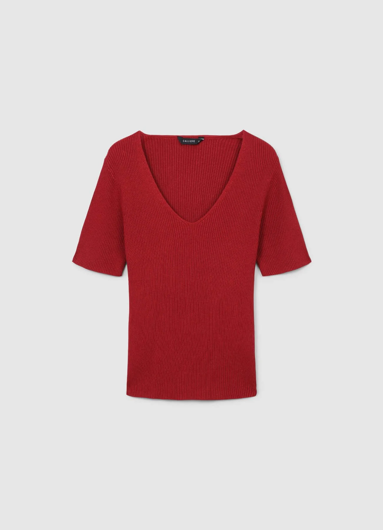 T-shirt scollo V a costine - Image 6