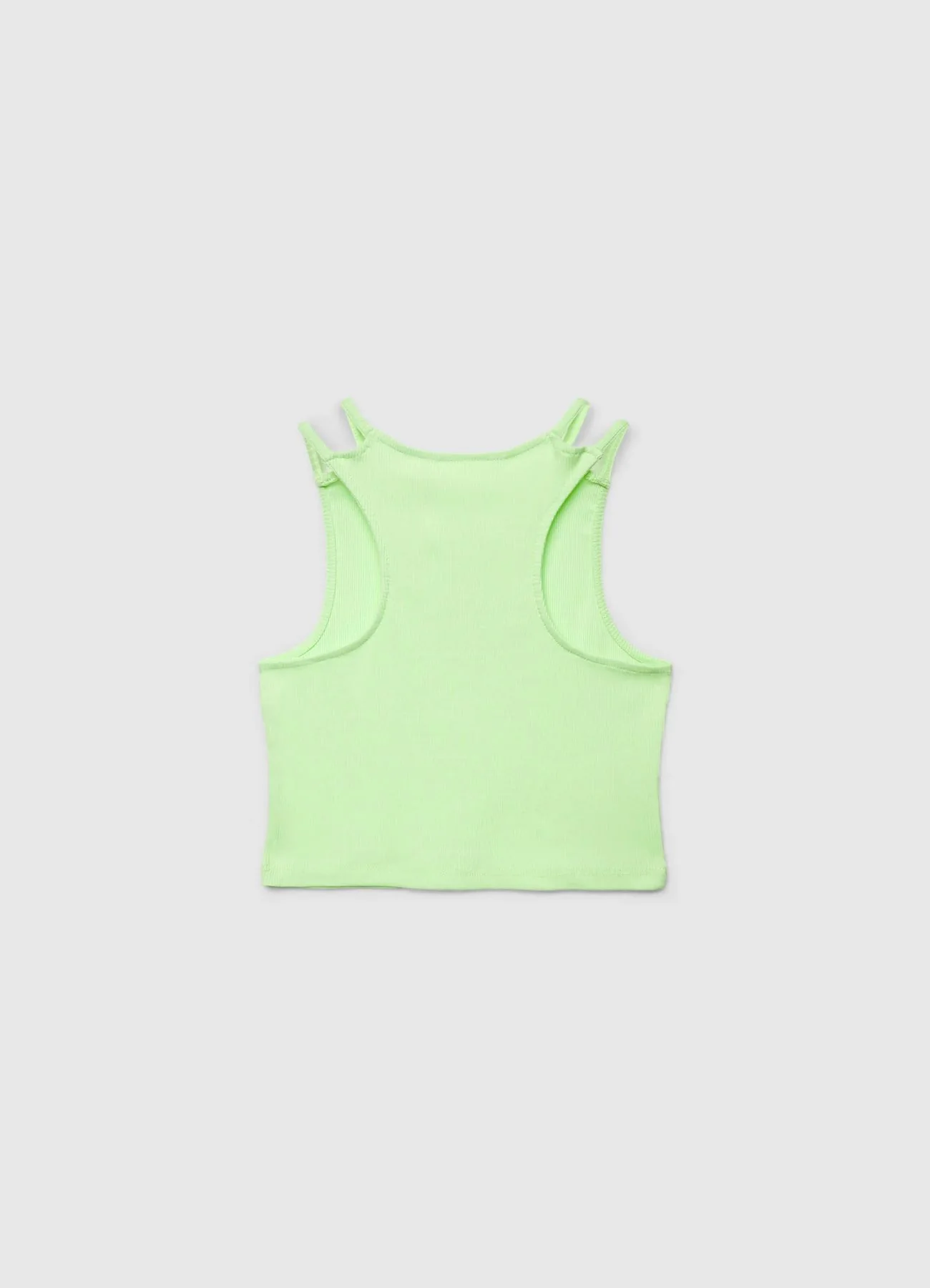 Top a costine con ricamo fiore