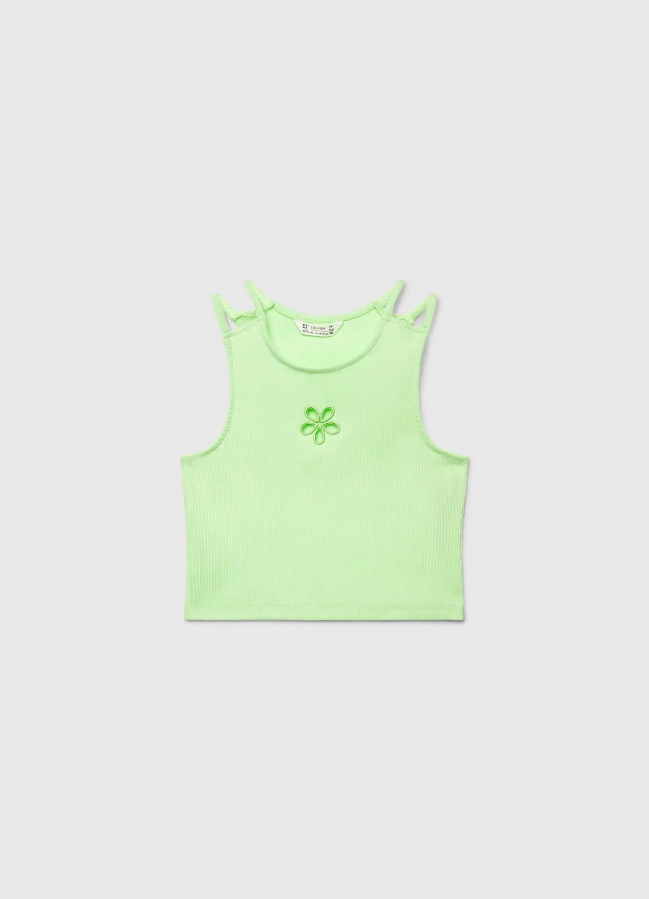 Top a costine con ricamo fiore - Image 3