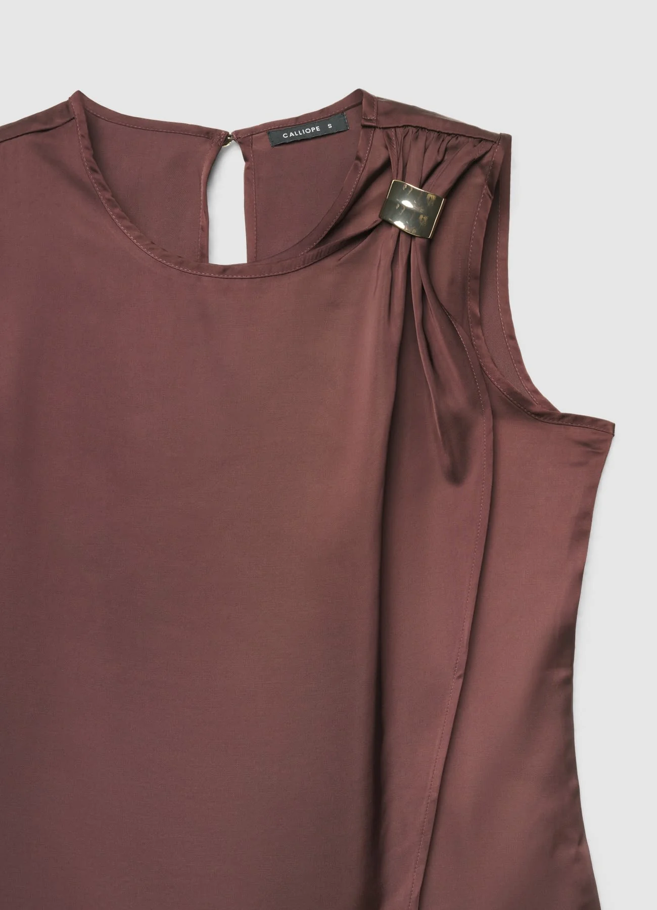 Top asimmetrico similsatin con fibbia - Image 2