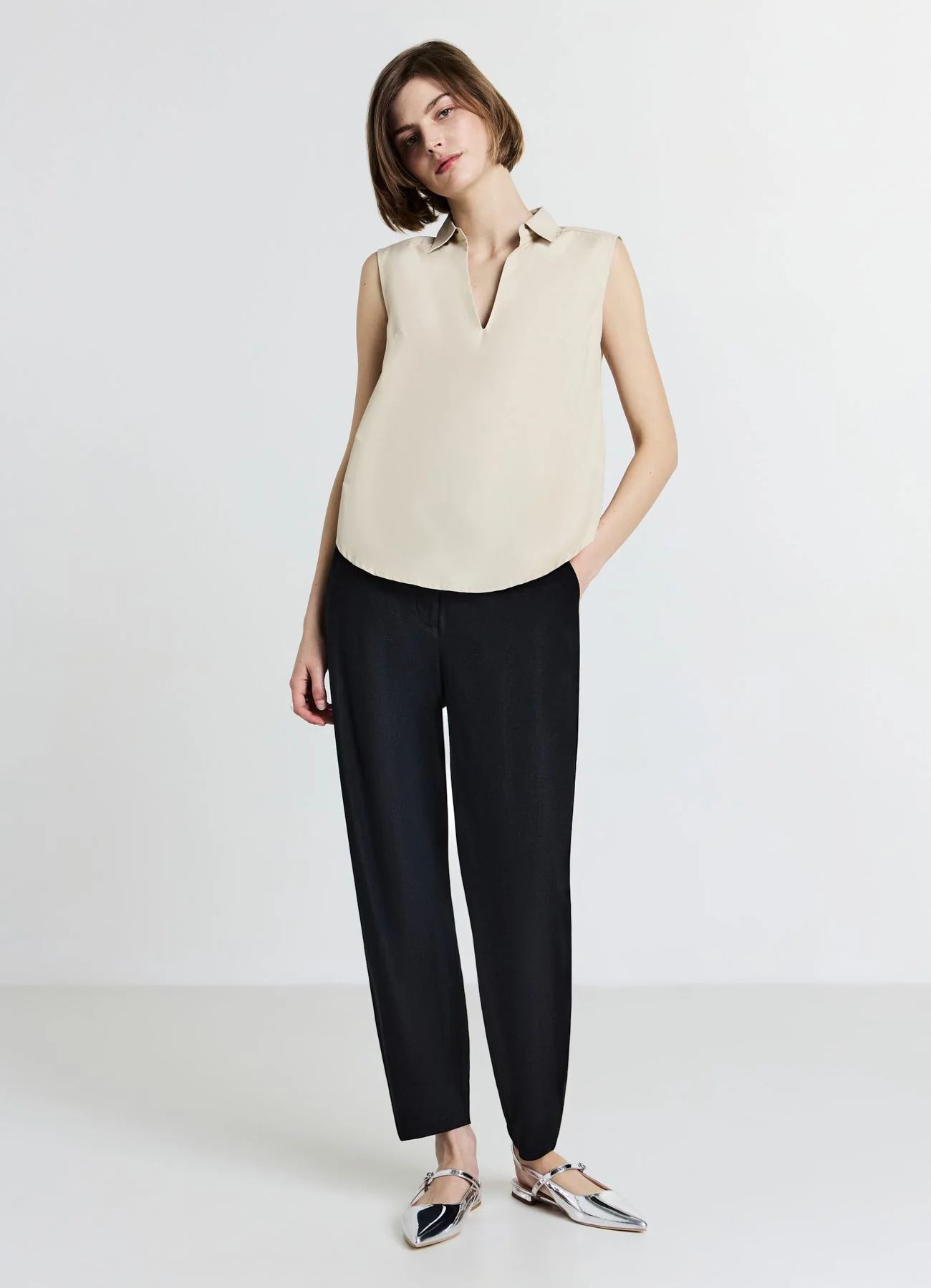 Top collo a camicia
