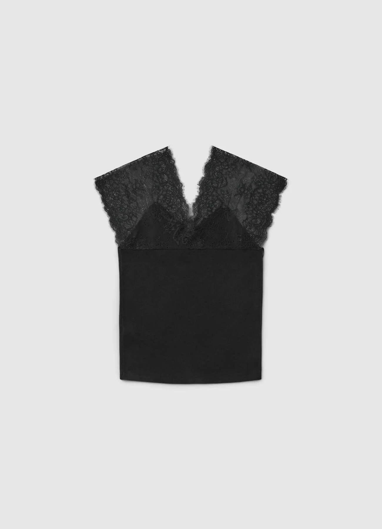 Top con scollo a V e dettagli in pizzo - Image 6