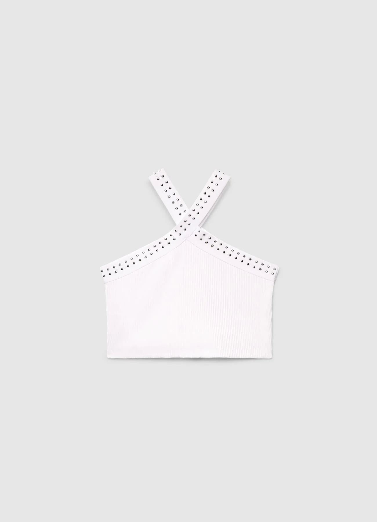 Top corto con spalline incrociate e borchie - Image 2