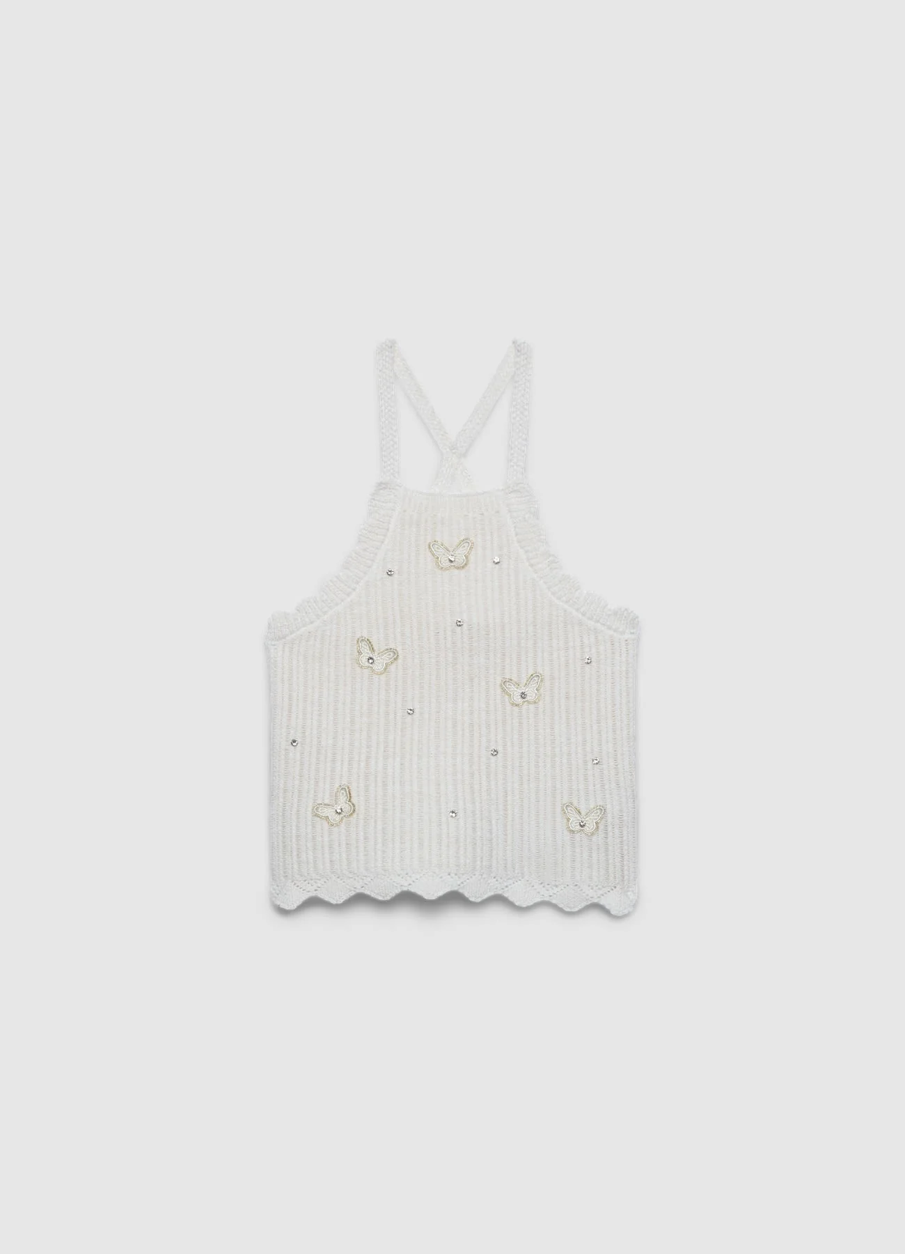 Top crochet con farfalle e strass - Image 2