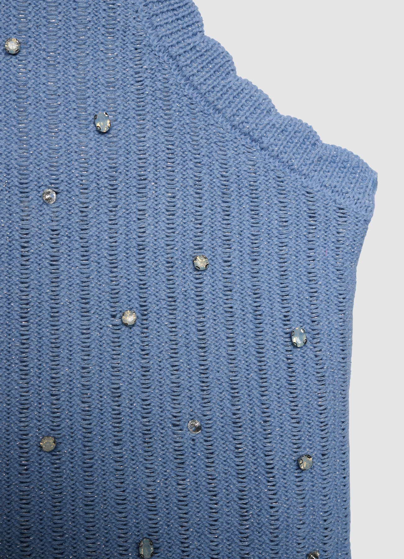 Top crochet con strass incrociato - Image 3