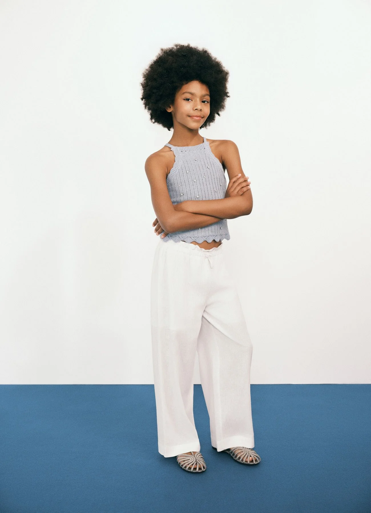 Top crochet con strass incrociato - Image 4