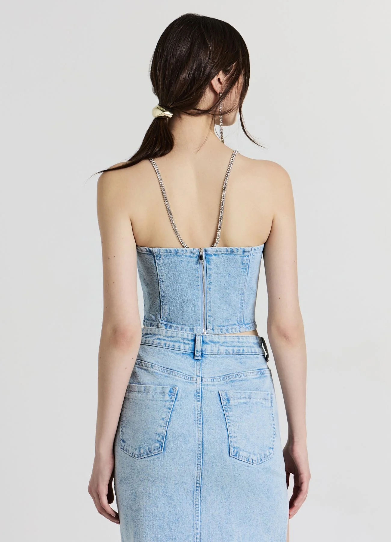 Top denim spalline strass - Image 3