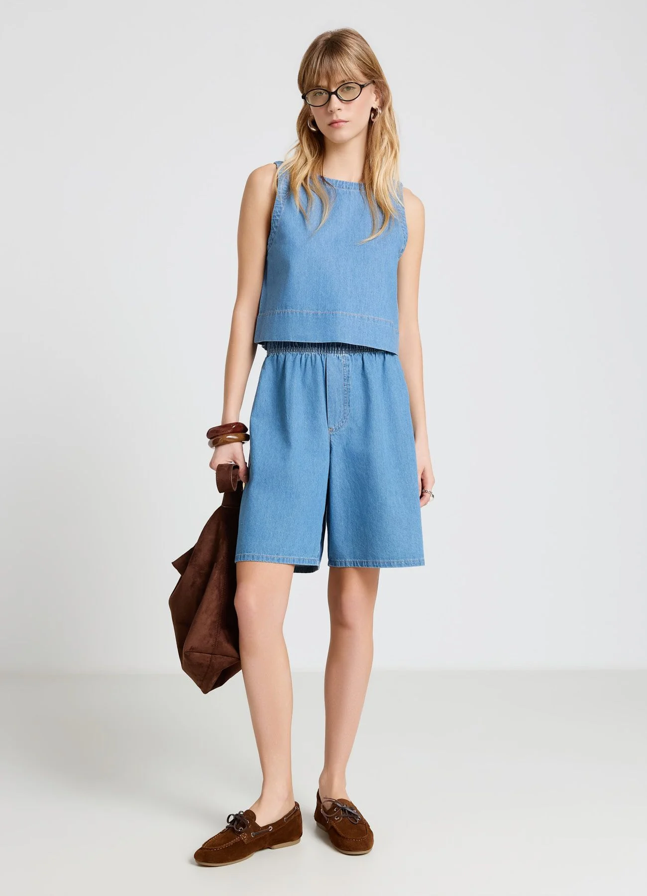 Top in denim con bottoni sul retro - Image 2