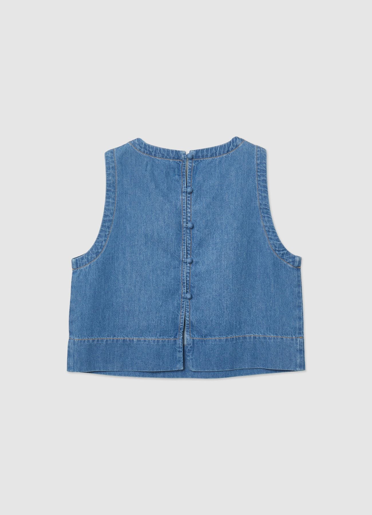 Top in denim con bottoni sul retro - Image 5