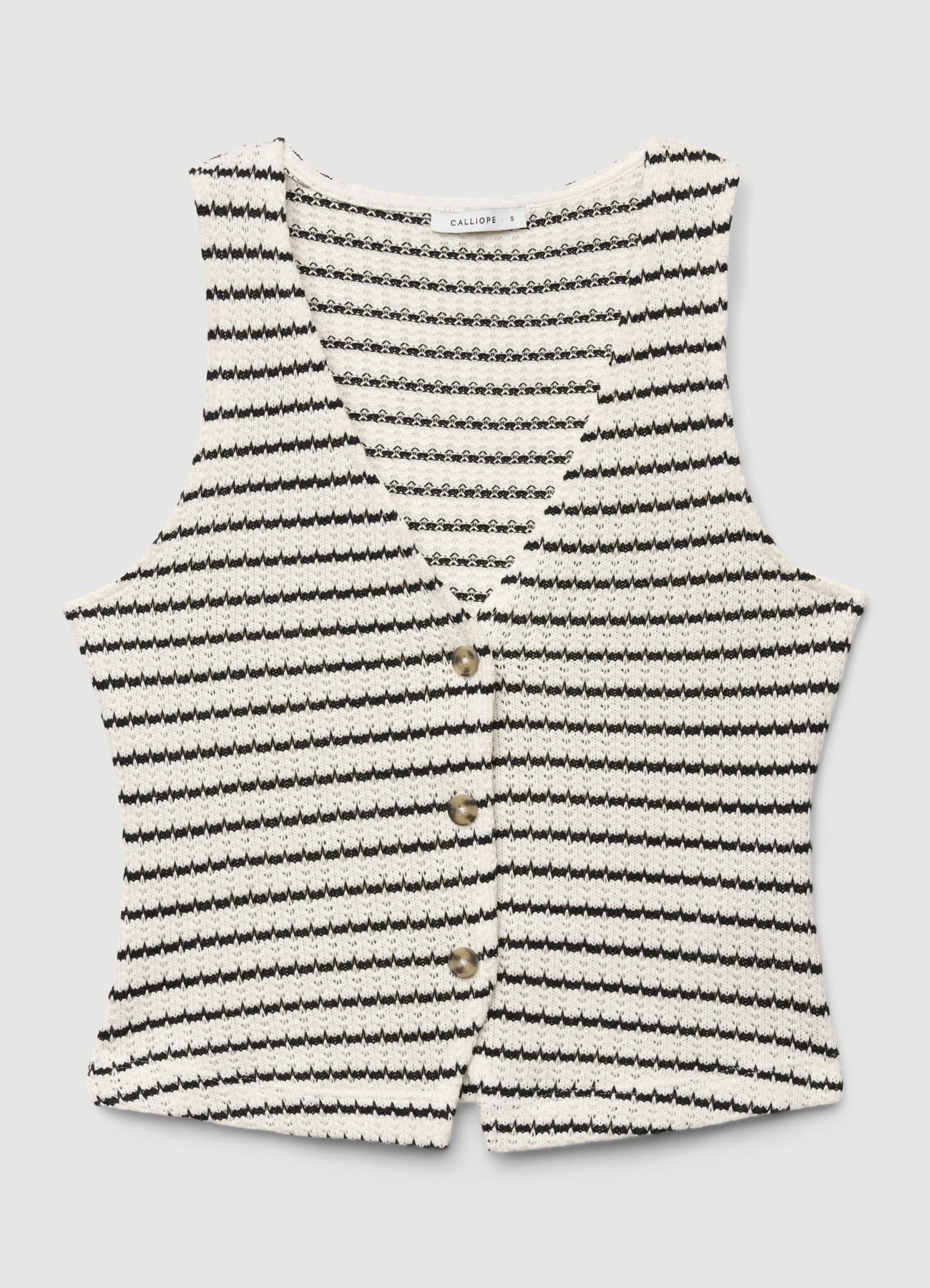 Top in maglia a righe con bottoni - Image 4