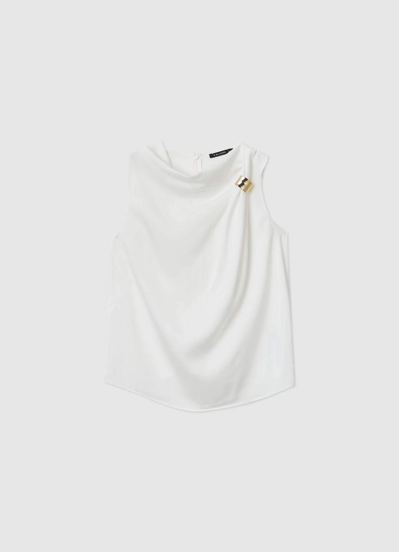 Top similsatin con drappeggio e anello metallico - Image 5
