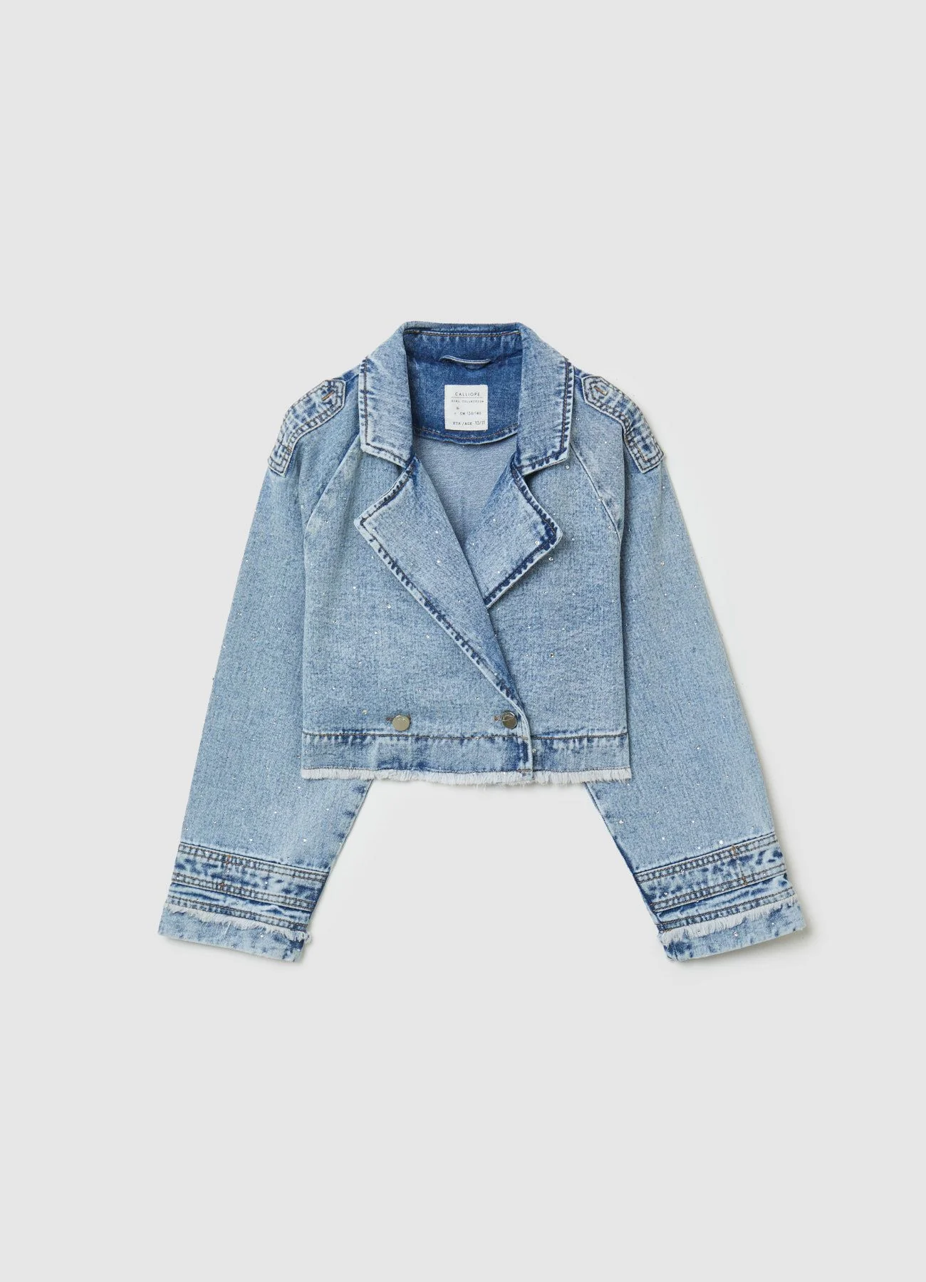 Trench corto in denim con strass - Image 3