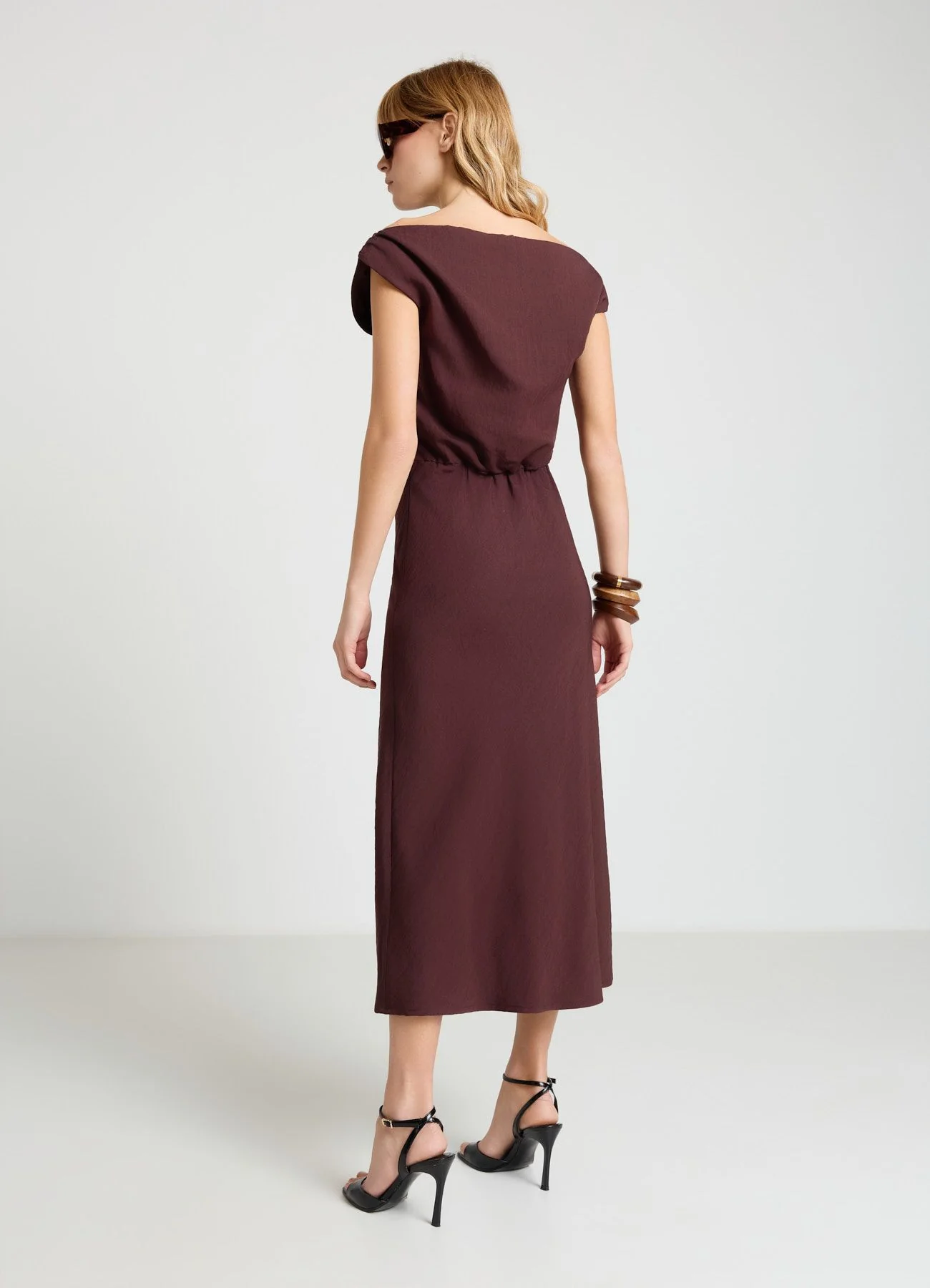 Tubino midi con scollo drappeggiato - Image 3