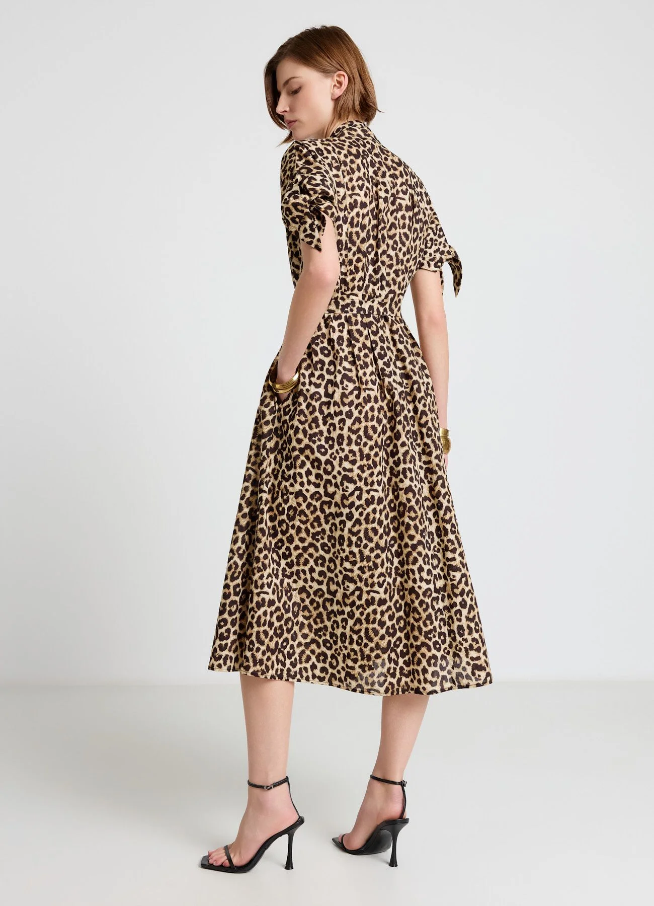 Vestito chemisier animalier con cintura