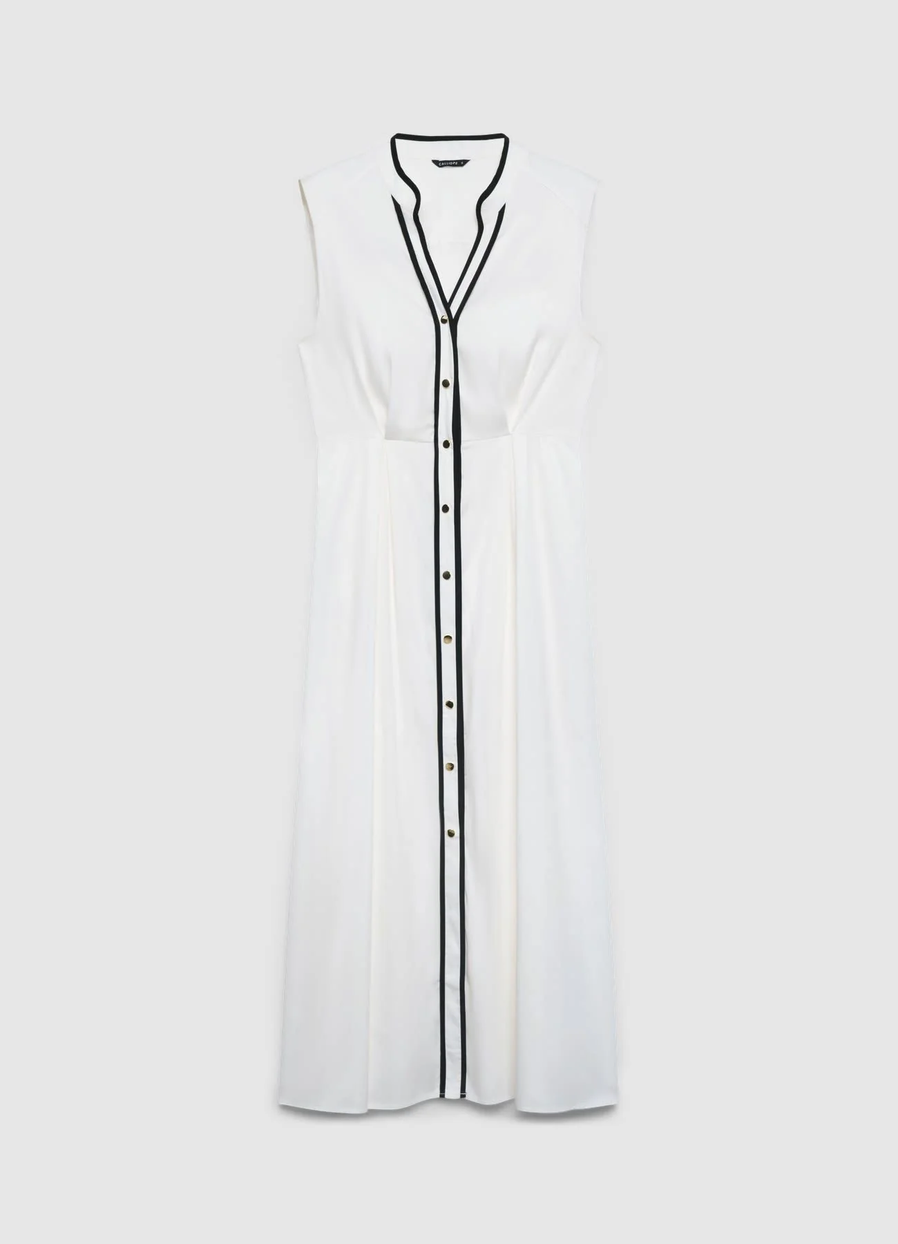 Vestito chemisier con bottoni e piping a contrasto - Image 5