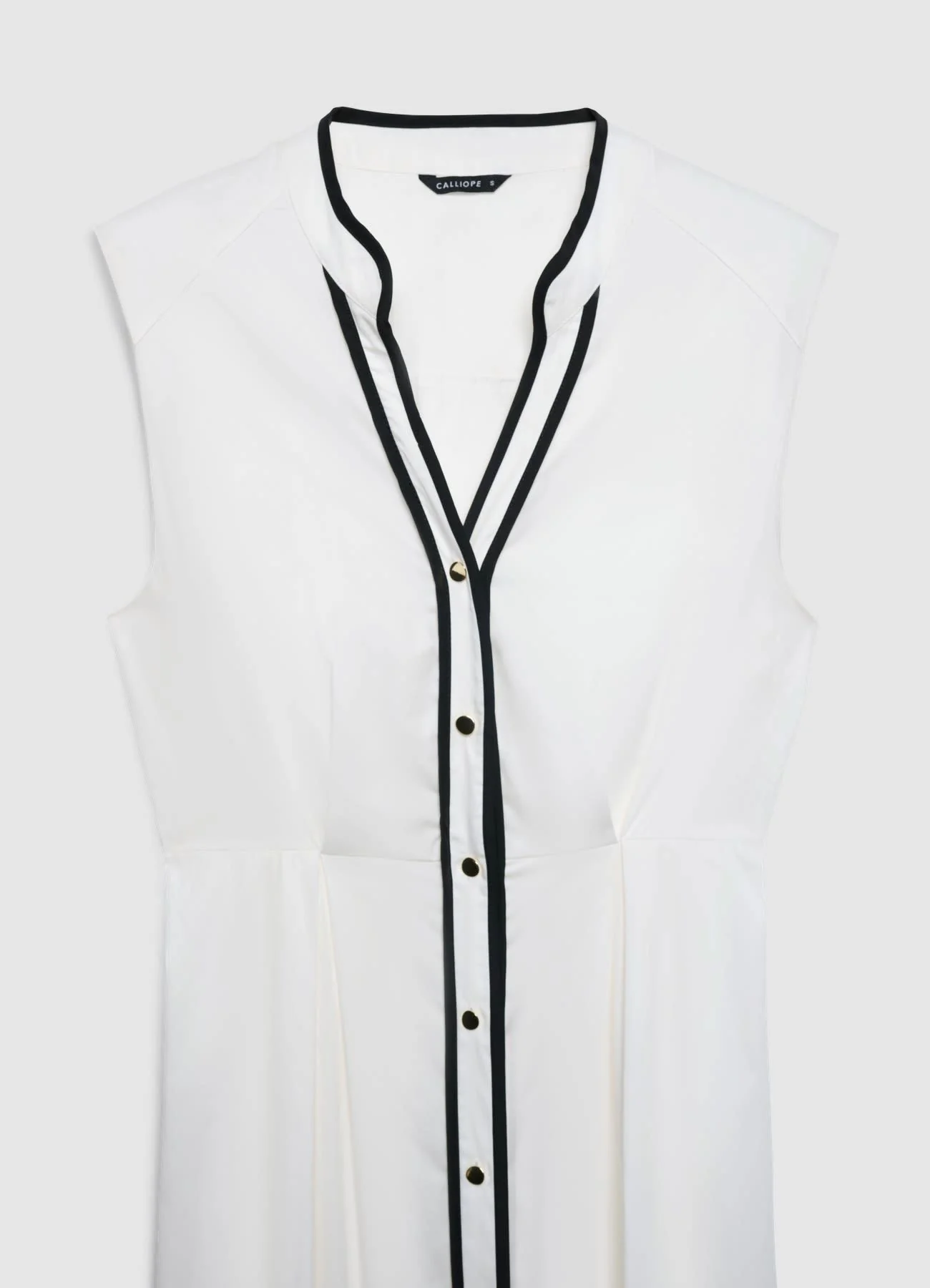 Vestito chemisier con bottoni e piping a contrasto - Image 7