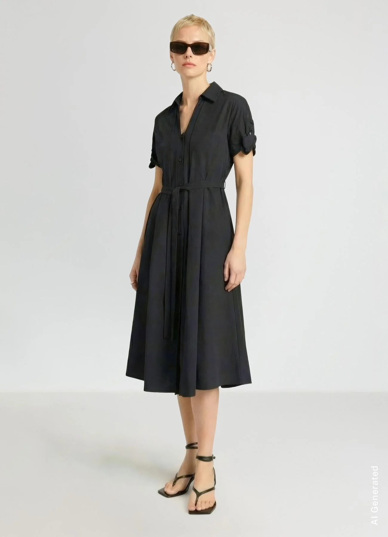 Vestito chemisier con cintura - Image 2