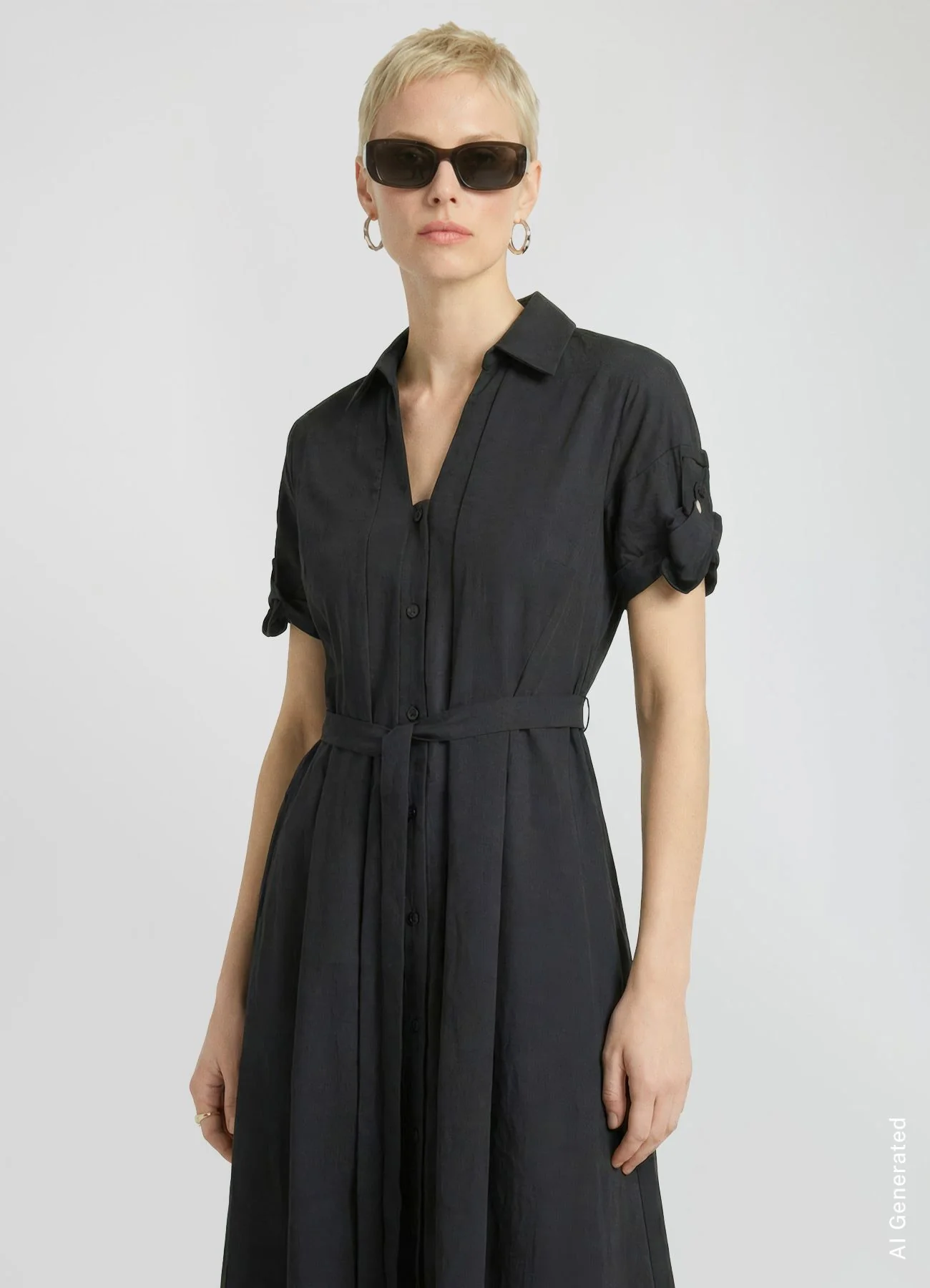 Vestito chemisier con cintura - Image 3