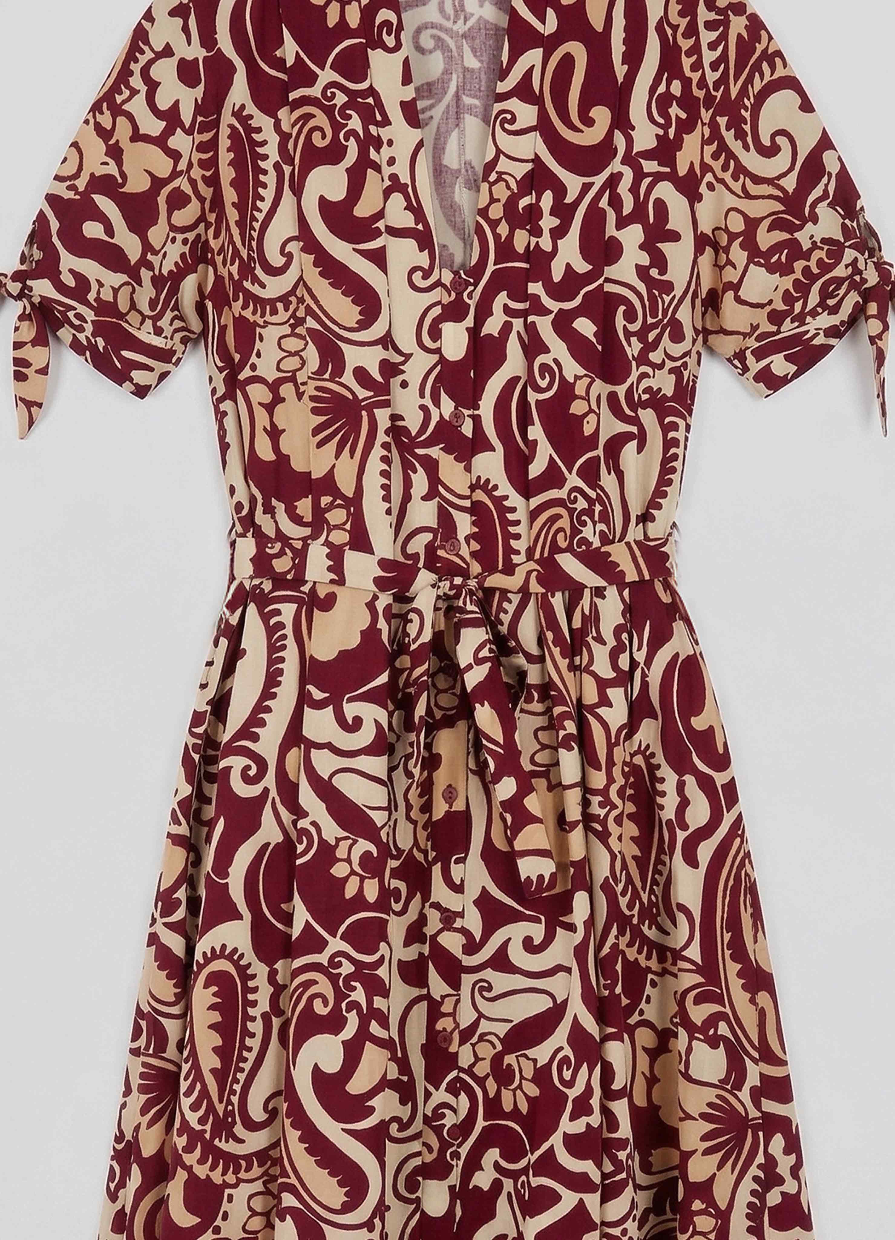 Vestito chemisier con cintura e stampa