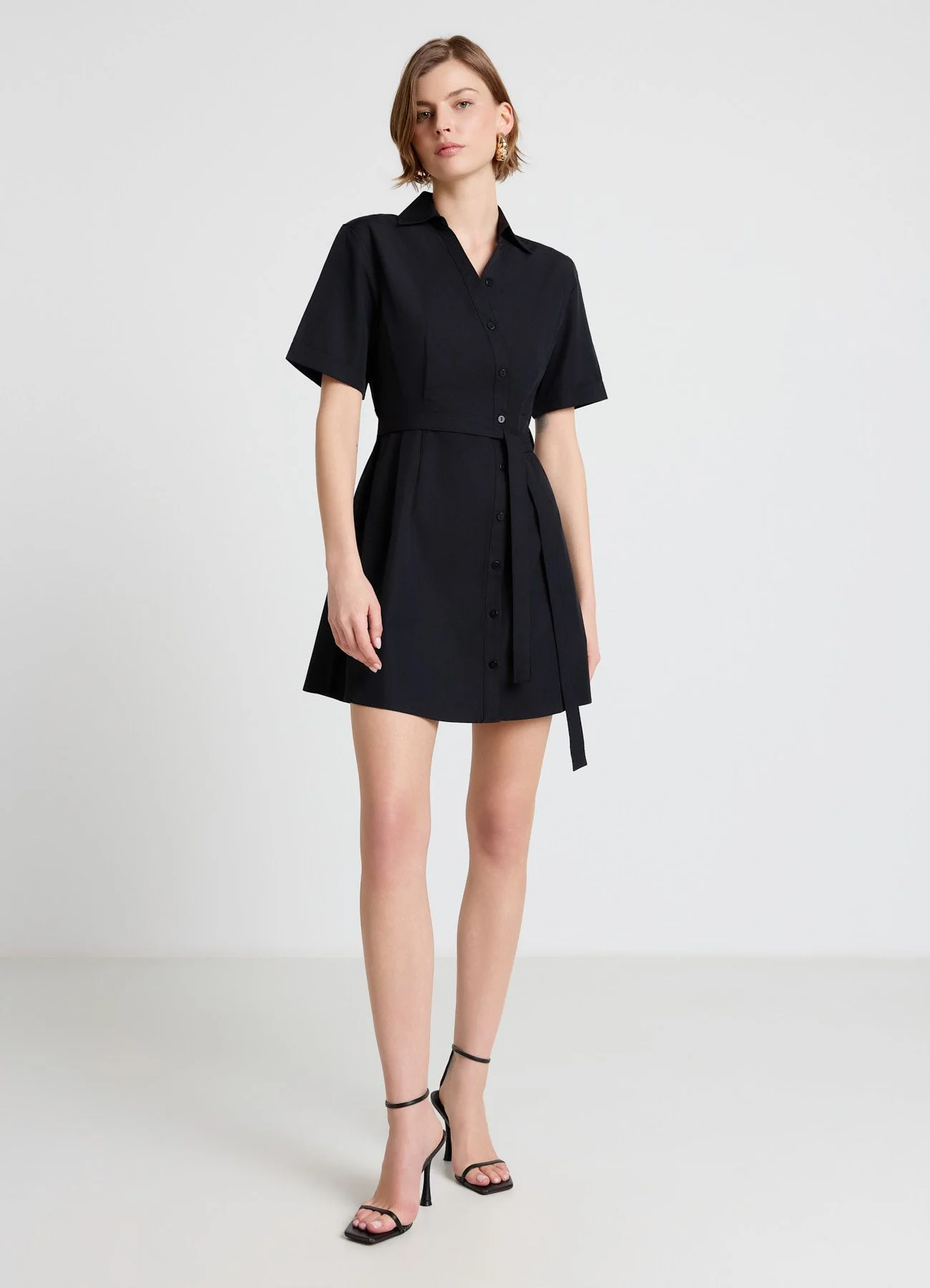 Vestito chemisier corto con cintura
